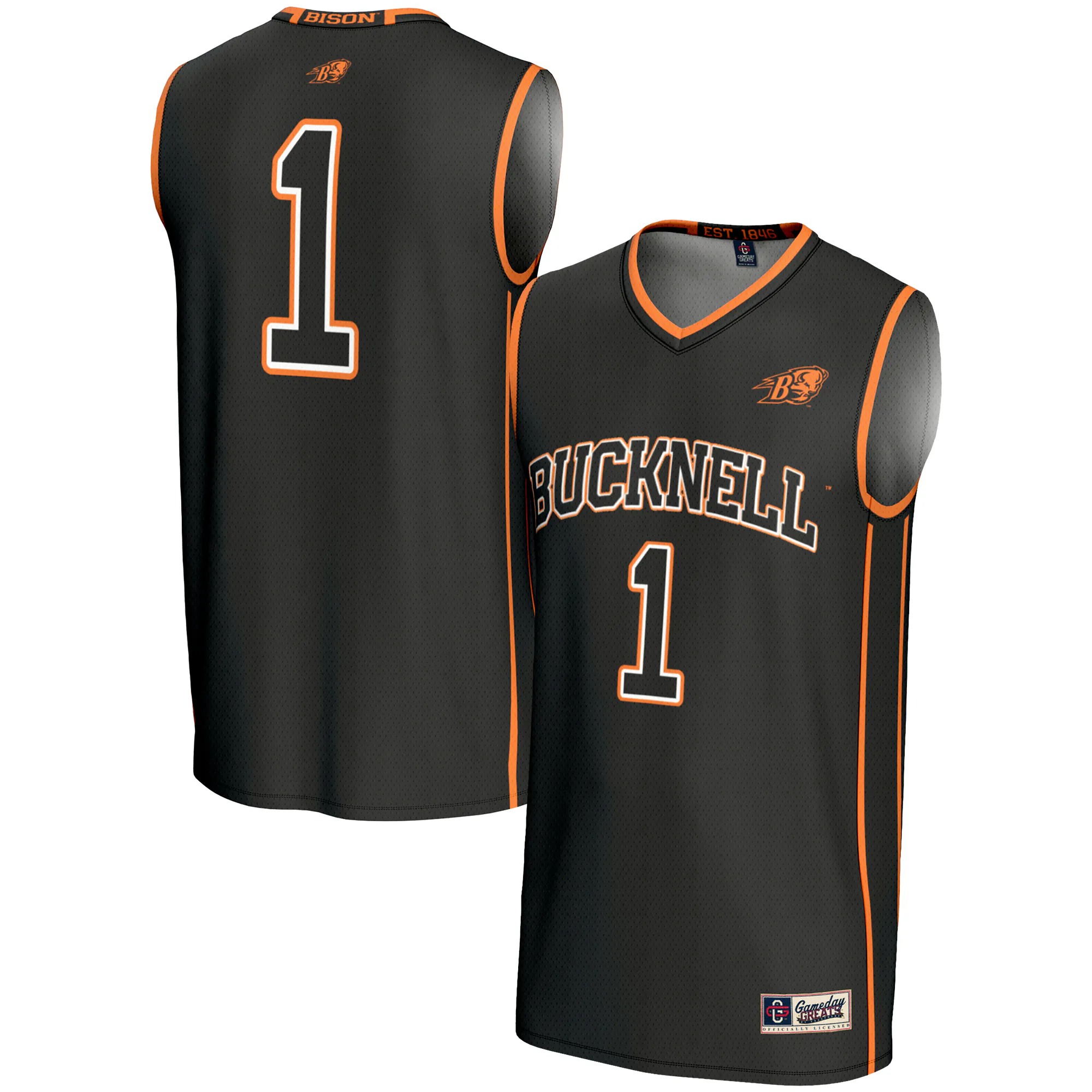Hunk Wear - #1 Bucknell Bison GameDay Greats Lightweight Basketball Fashion Jersey - Black