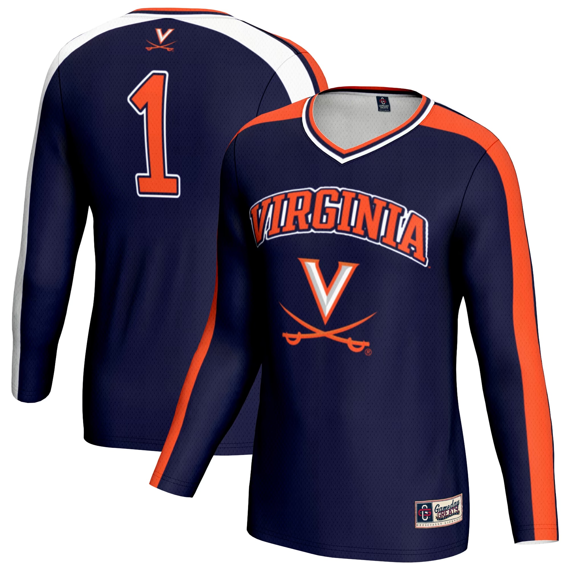 Hunk Wear - Virginia Cavaliers GameDay Greats Youth #1 Lightweight Volleyball Fashion Jersey - Navy