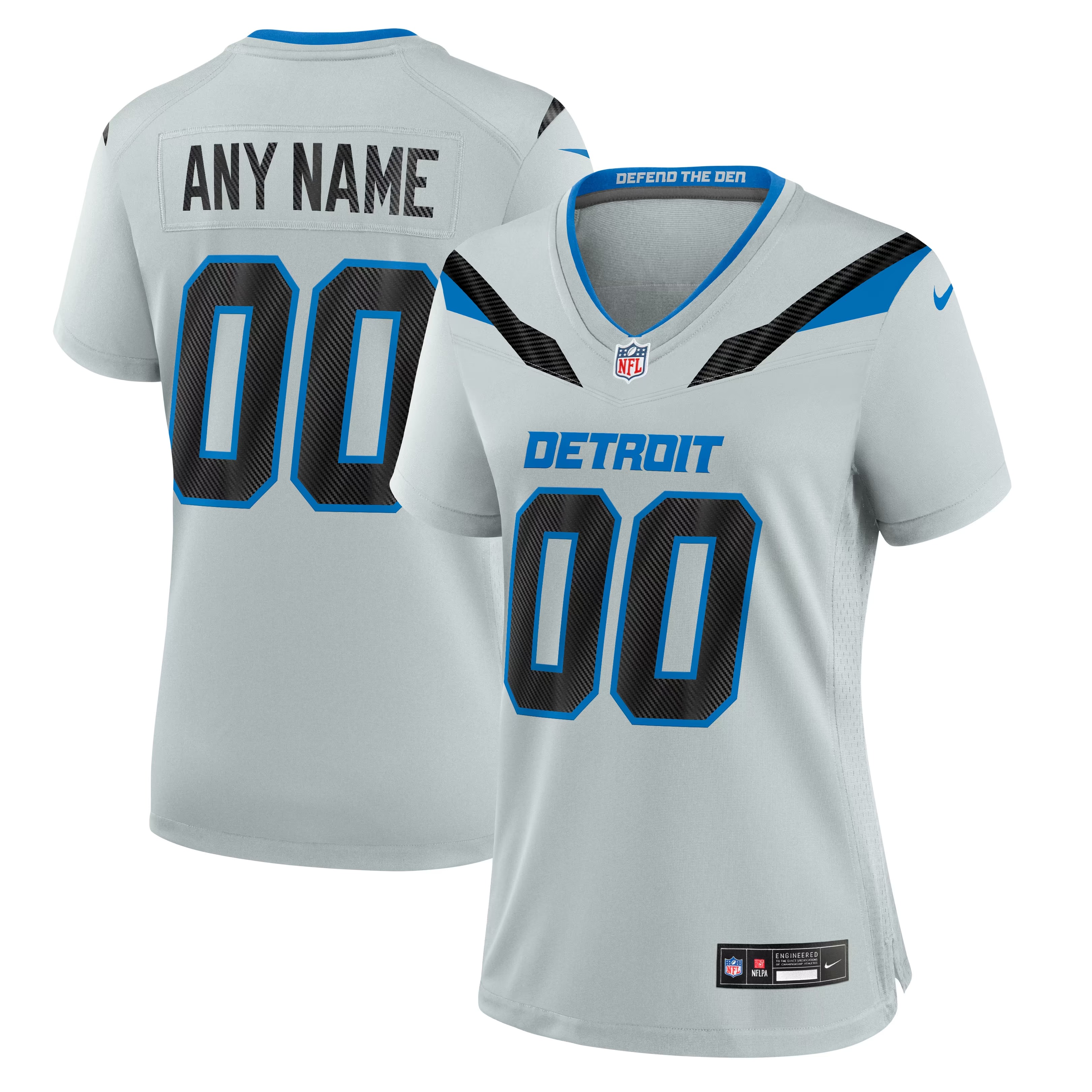 Hunk Wear - Detroit Lions Nike Women's 2026 Rivalries Collection Game Custom Jersey - Silver