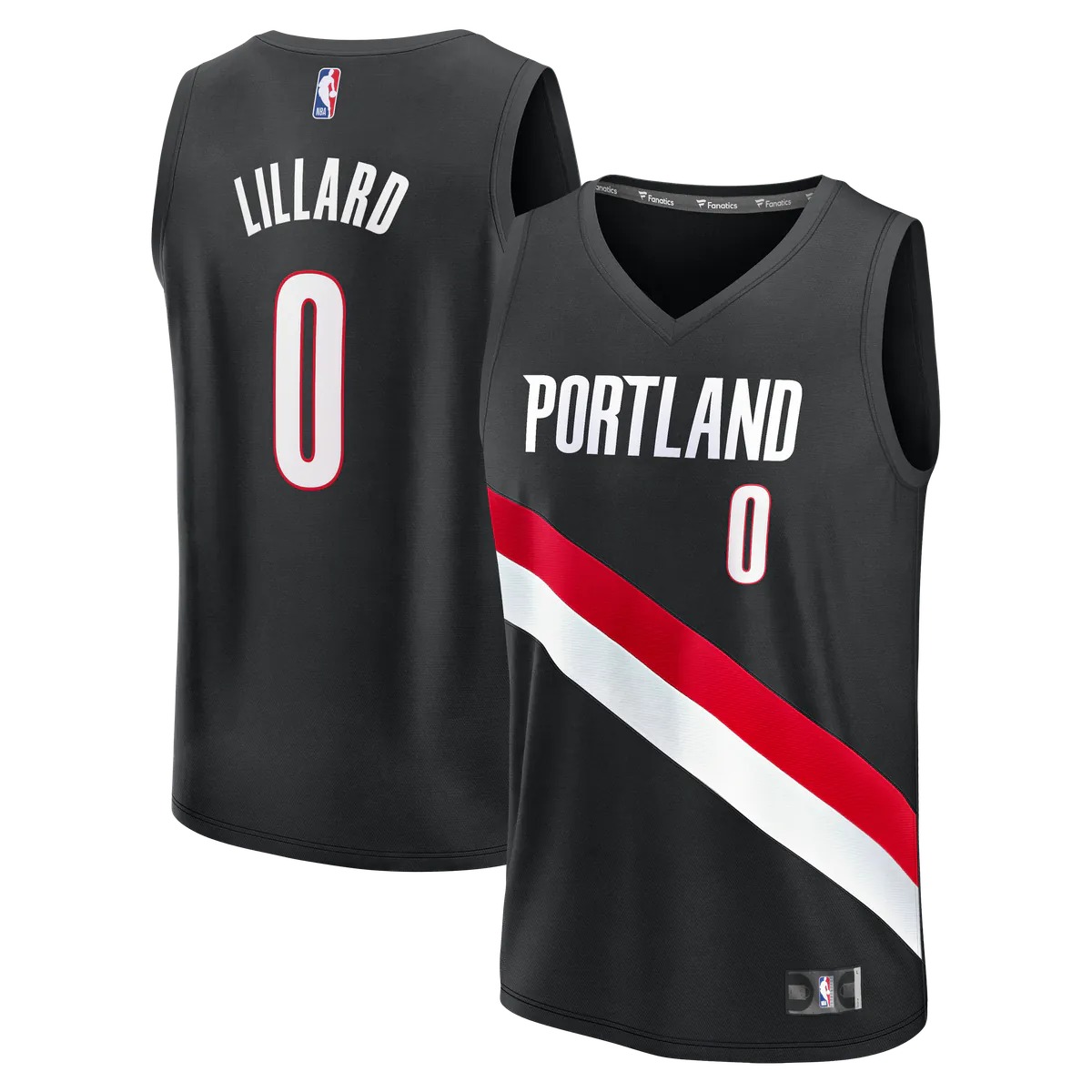 Hunk Wear - Damian Lillard Portland Trail Blazers Fanatics Youth Fast Break Replica Jersey - Black - Icon Edition