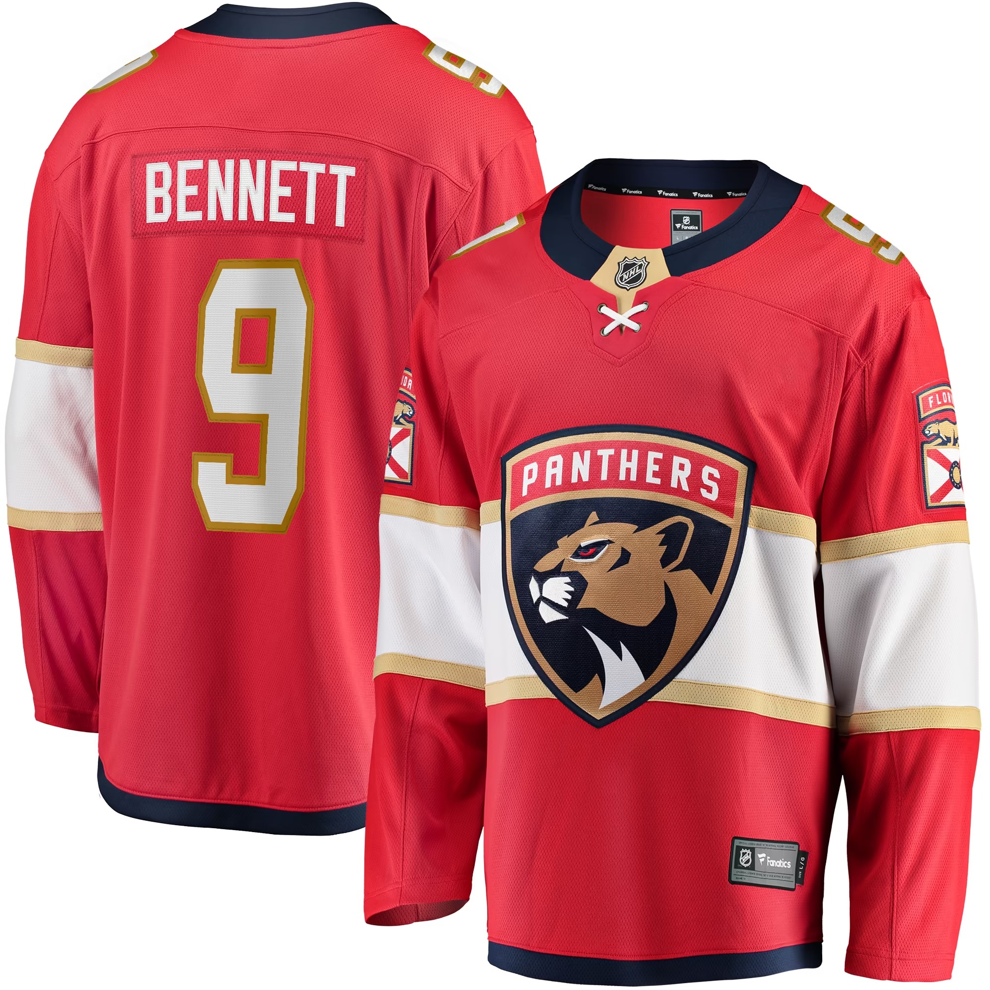 Hunk Wear - Sam Bennett Florida Panthers Fanatics Home Breakaway Replica Jersey - Red