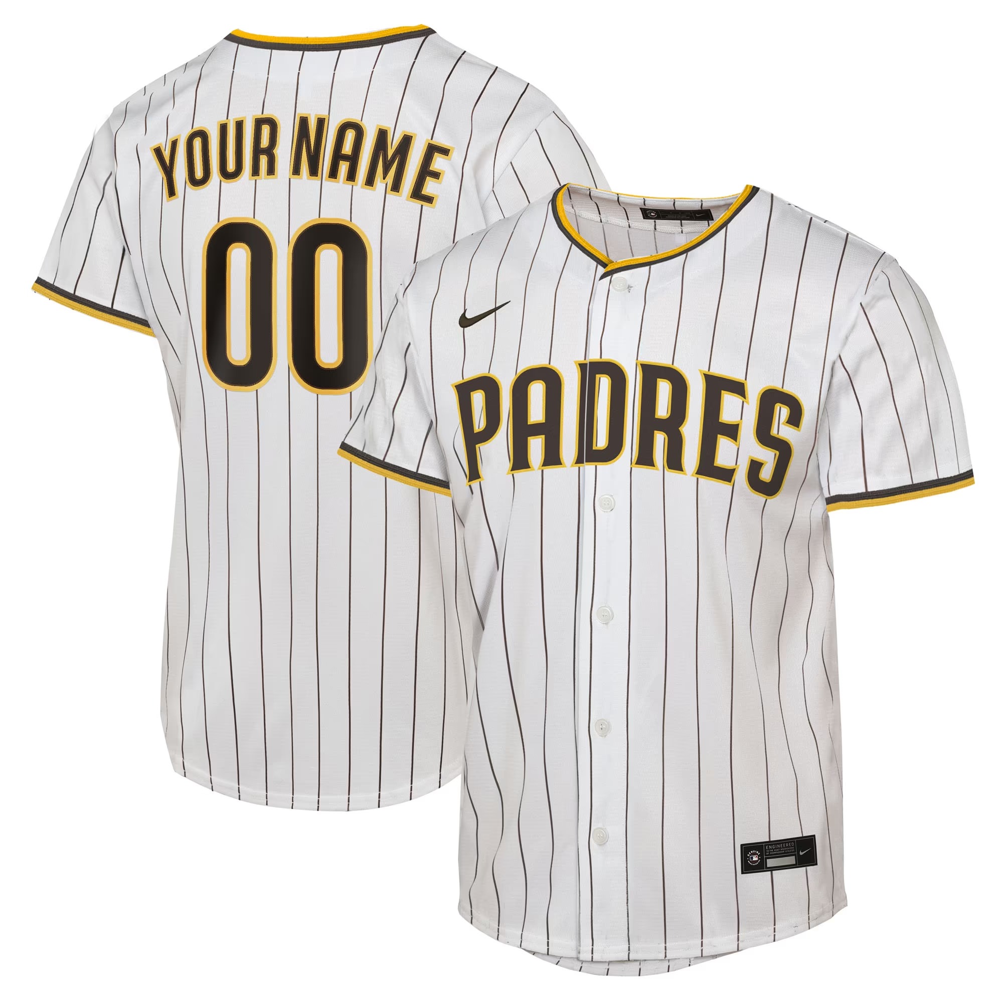 Hunk Wear - San Diego Padres Nike Youth Home Replica Custom Jersey - White