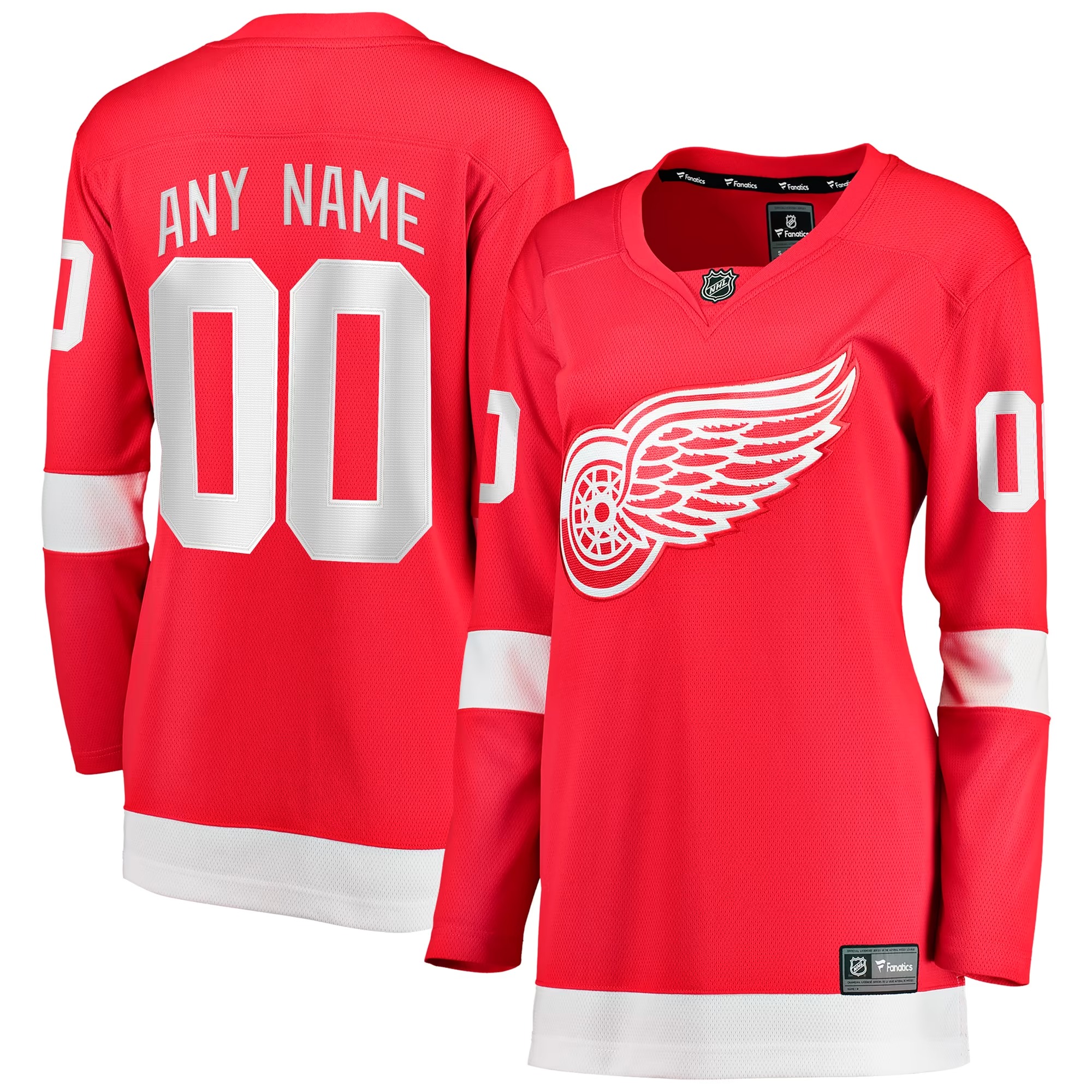 Hunk Wear - Detroit Red Wings Fanatics Women's Home Breakaway Custom Jersey - Red