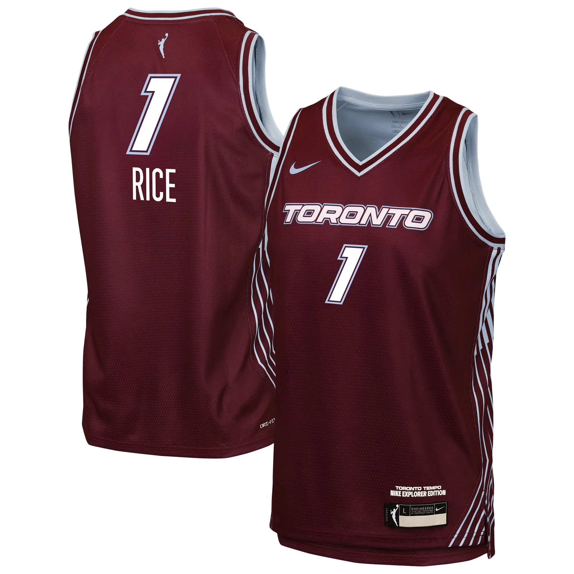 Hunk Wear - Kiki Rice Toronto Tempo Nike Youth Victory Player Jersey - Explorer Edition - Bordeaux