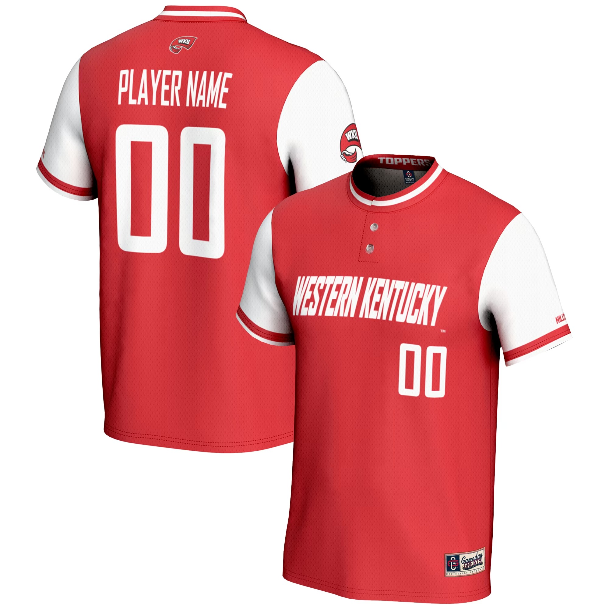 Hunk Wear - Western Kentucky Hilltoppers GameDay Greats Unisex NIL Pick-A-Player Lightweight Softball Jersey - Red