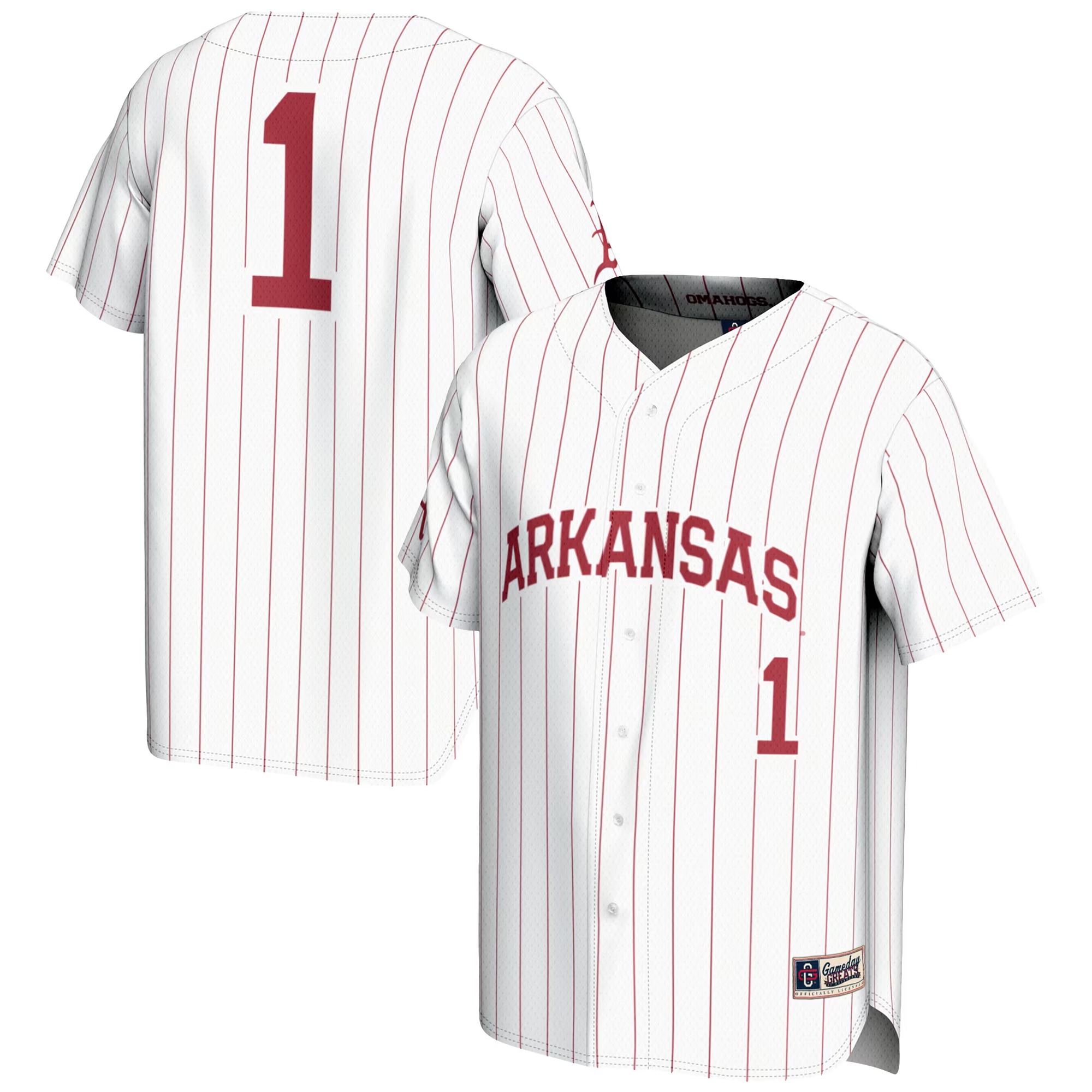 Hunk Wear - #1 Arkansas Razorbacks GameDay Greats Youth Lightweight Baseball Jersey - White
