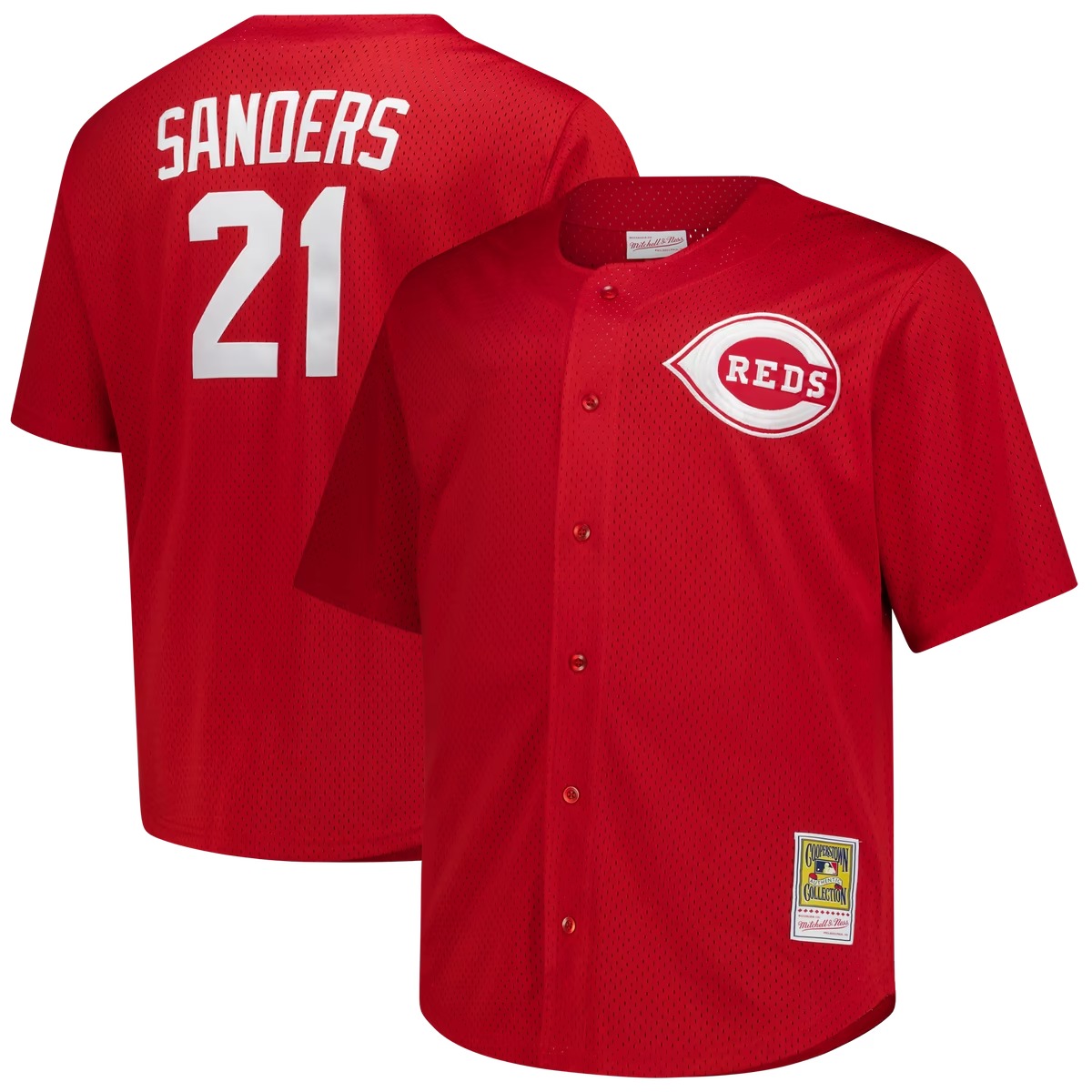 Hunk Wear - Deion Sanders Cincinnati Reds Mitchell & Ness Big & Tall Cooperstown Mesh Batting Practice Jersey - Red