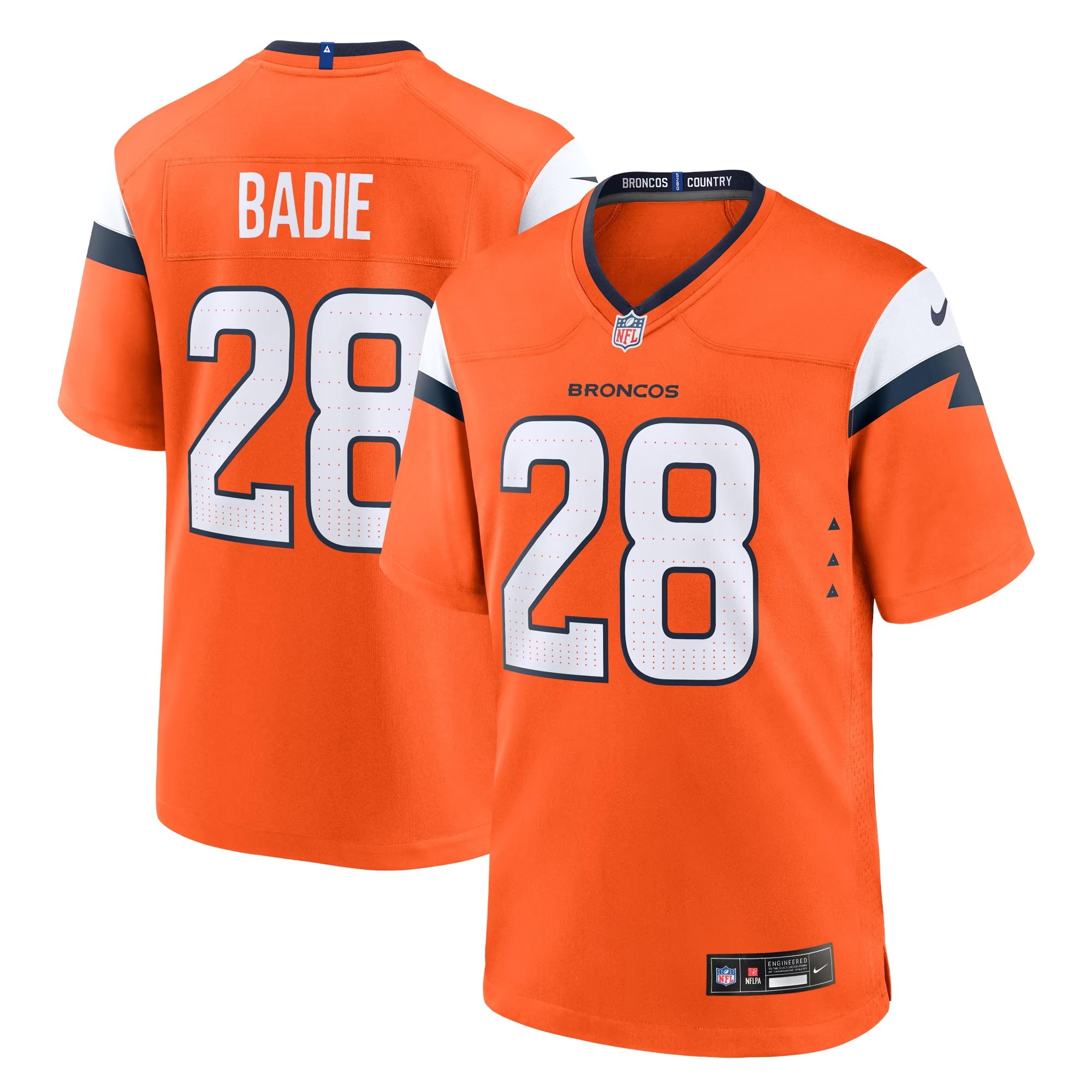 Hunk Wear - Tyler Badie Denver Broncos Nike Team Game Jersey - Orange