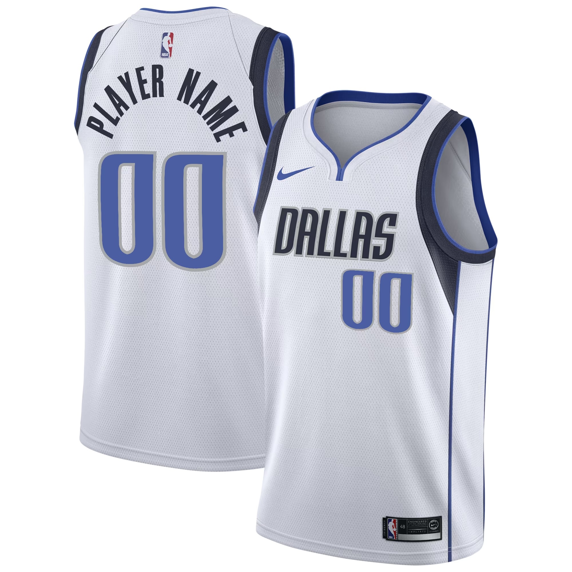 Hunk Wear - Dallas Mavericks Nike 2020_21 Swingman Custom Jersey - Association Edition - White
