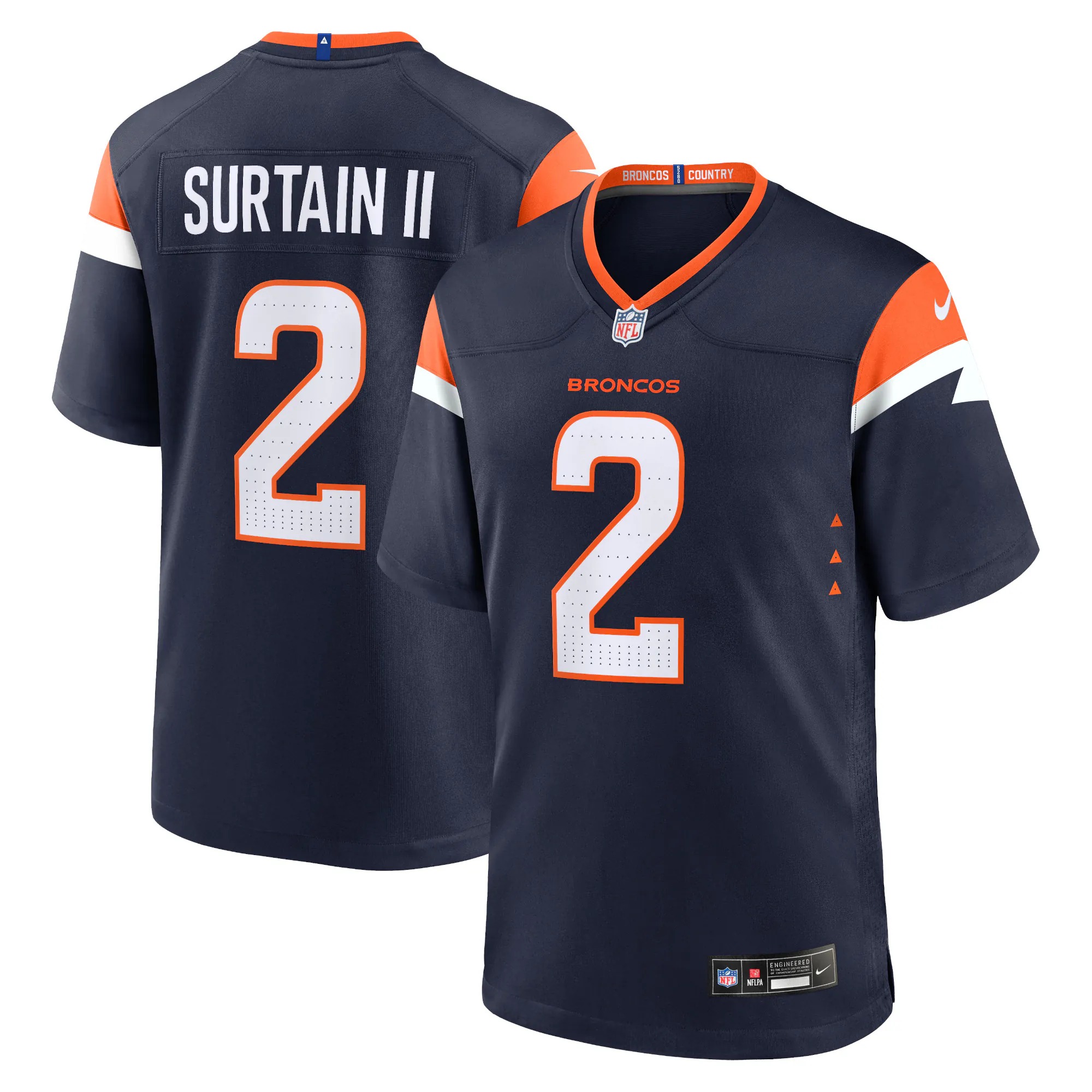 Hunk Wear - Patrick Surtain II Denver Broncos Nike Alternate Game Jersey - Navy