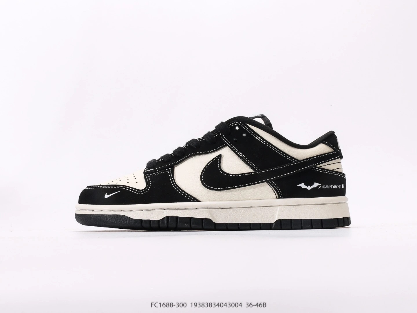 Nike Dunk Low Black Cream Leather Low Top Sneakers FC1688-300