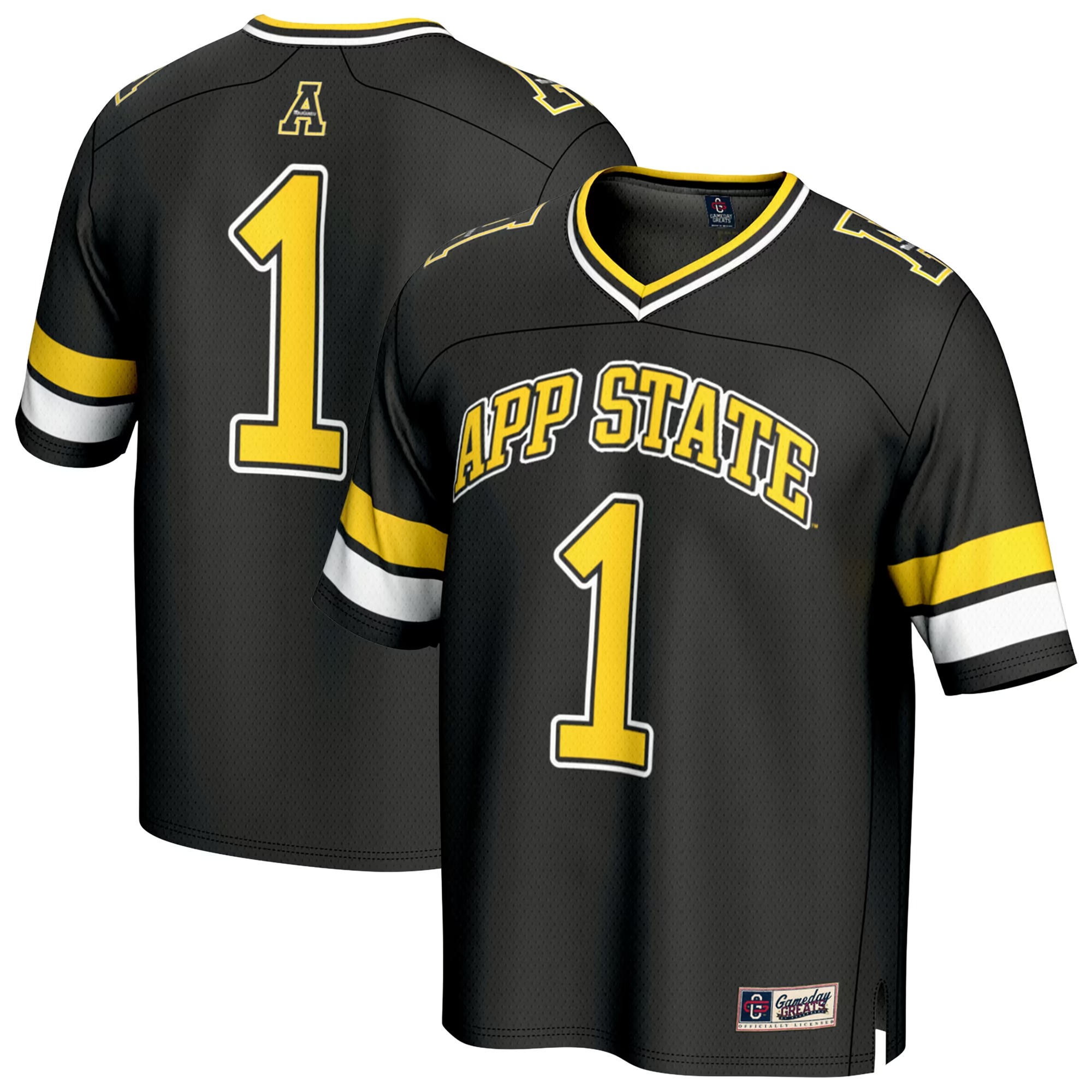Hunk Wear - #1 Appalachian State Mountaineers GameDay Greats Unisex Lightweight Collegiate Football Fashion Jersey - Black