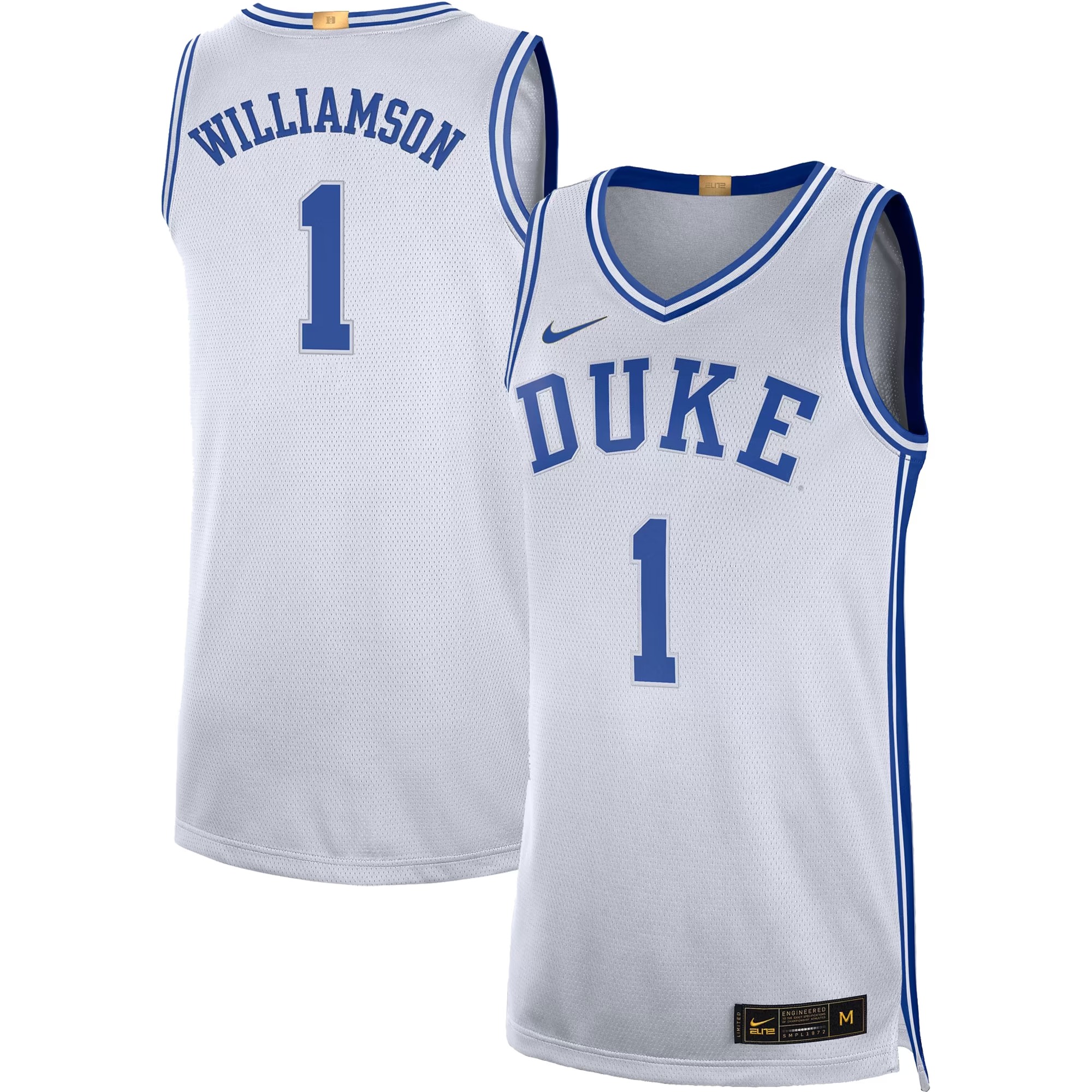 Hunk Wear - Zion Williamson Duke Blue Devils Nike Limited Basketball Jersey - White