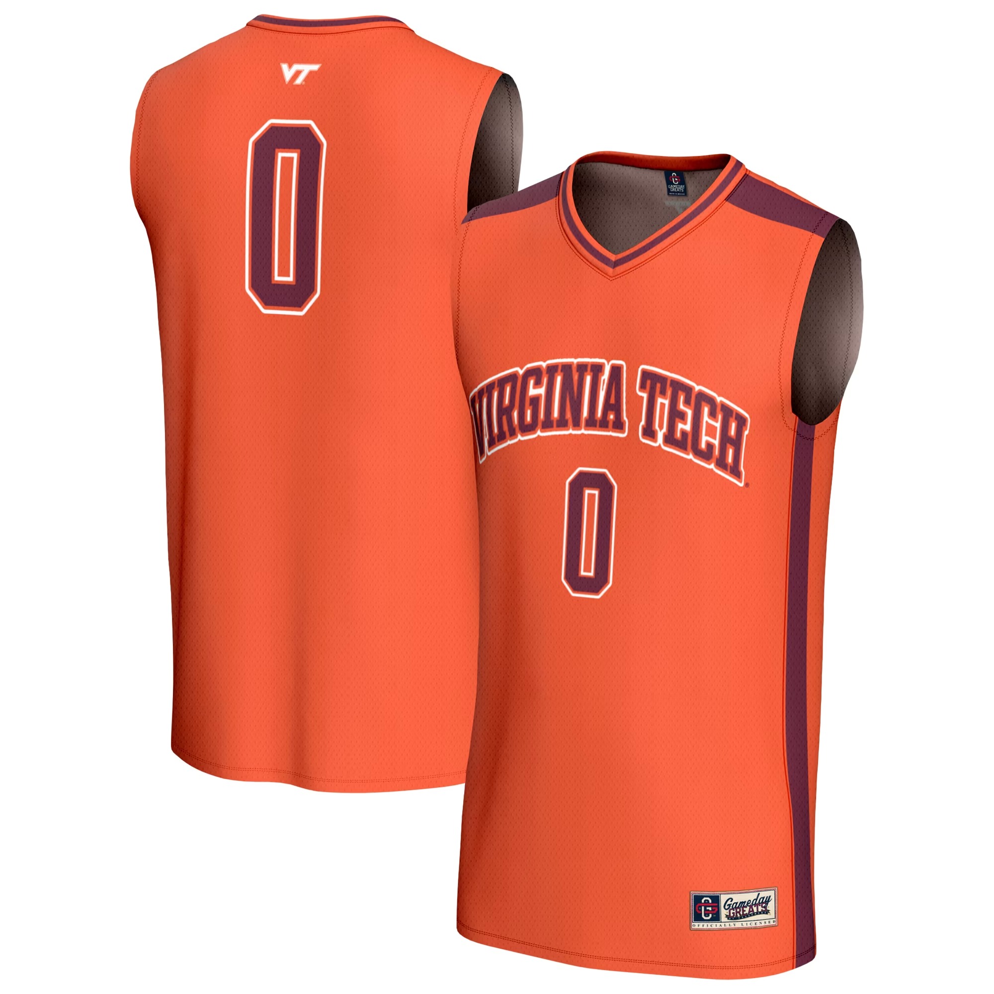 Hunk Wear - #0 Virginia Tech Hokies GameDay Greats Unisex Collegiate Basketball Fashion Jersey - Orange
