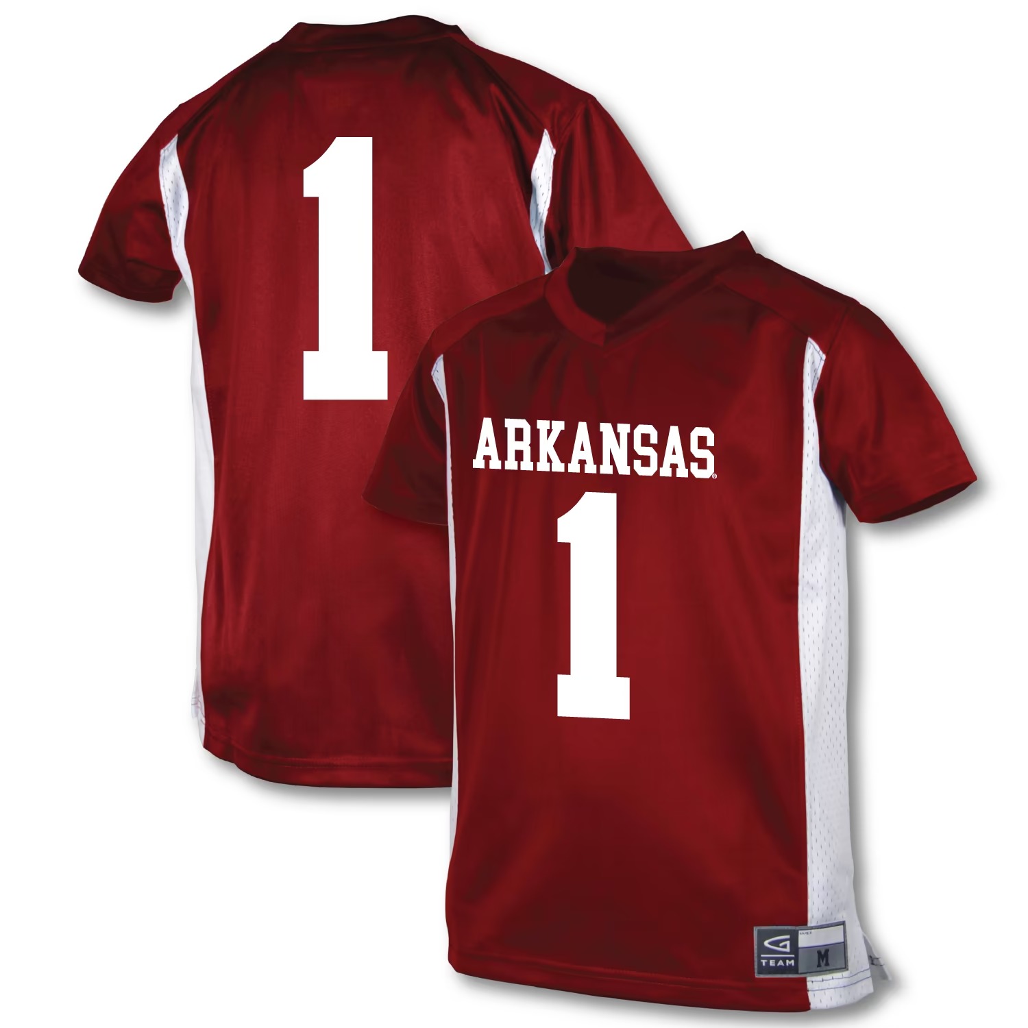 Hunk Wear - #1 Arkansas Razorbacks Garb Youth Football Jersey - Cardinal