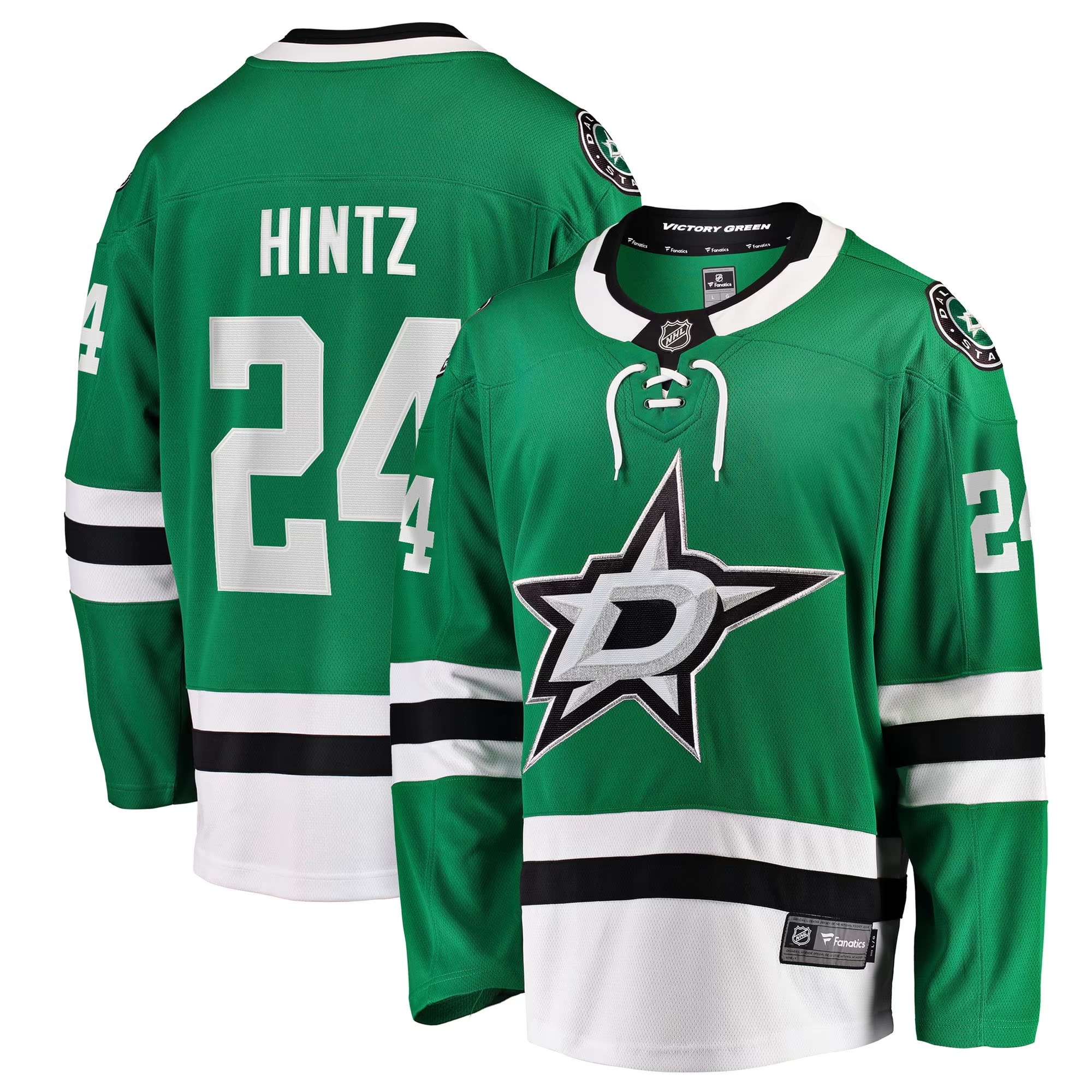 Hunk Wear - Roope Hintz Dallas Stars Fanatics Home Breakaway Player Jersey - Kelly Green