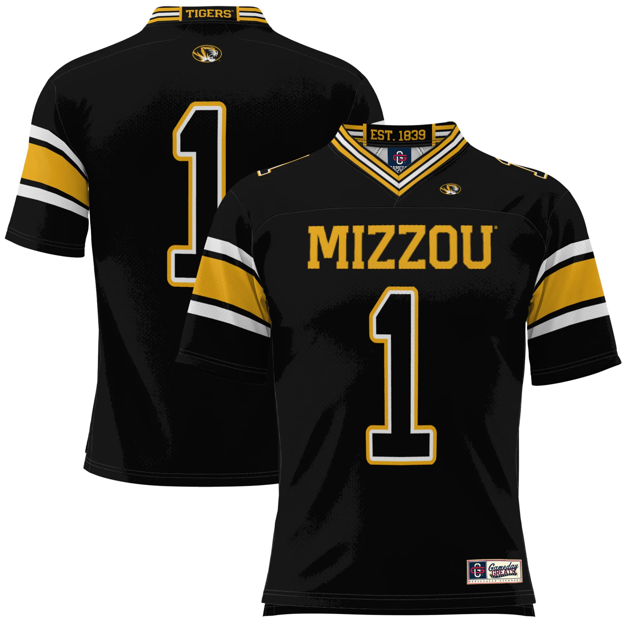 Hunk Wear - #1 Missouri Tigers GameDay Greats Youth Football Jersey - Black