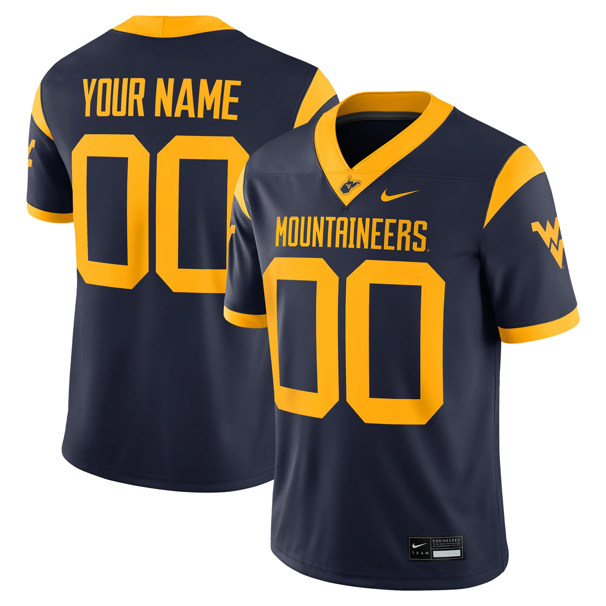 Hunk Wear - West Virginia Mountaineers Nike Custom Football Game Jersey - Navy