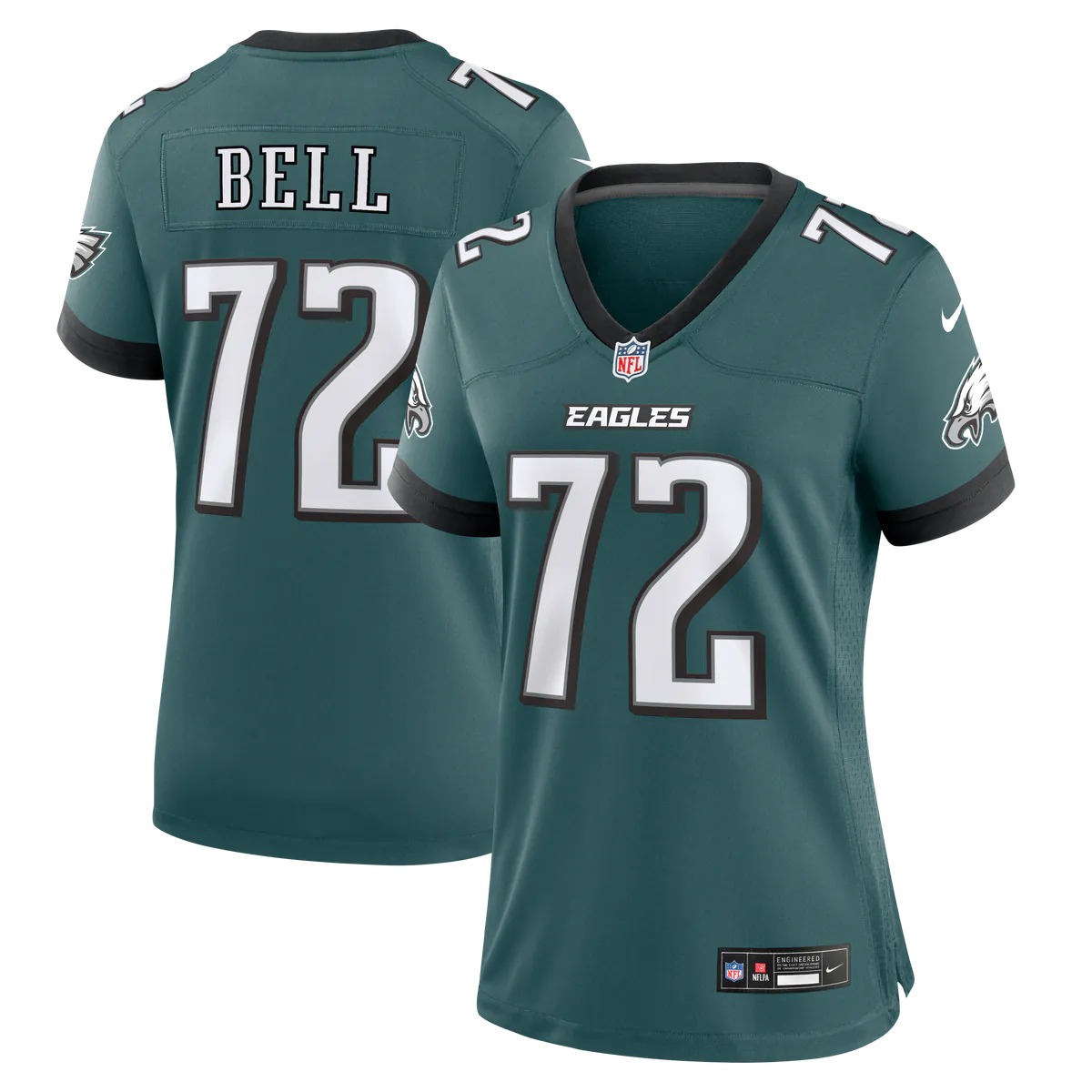 Hunk Wear - Markel Bell Philadelphia Eagles Nike Women's Team Game Jersey - Midnight Green
