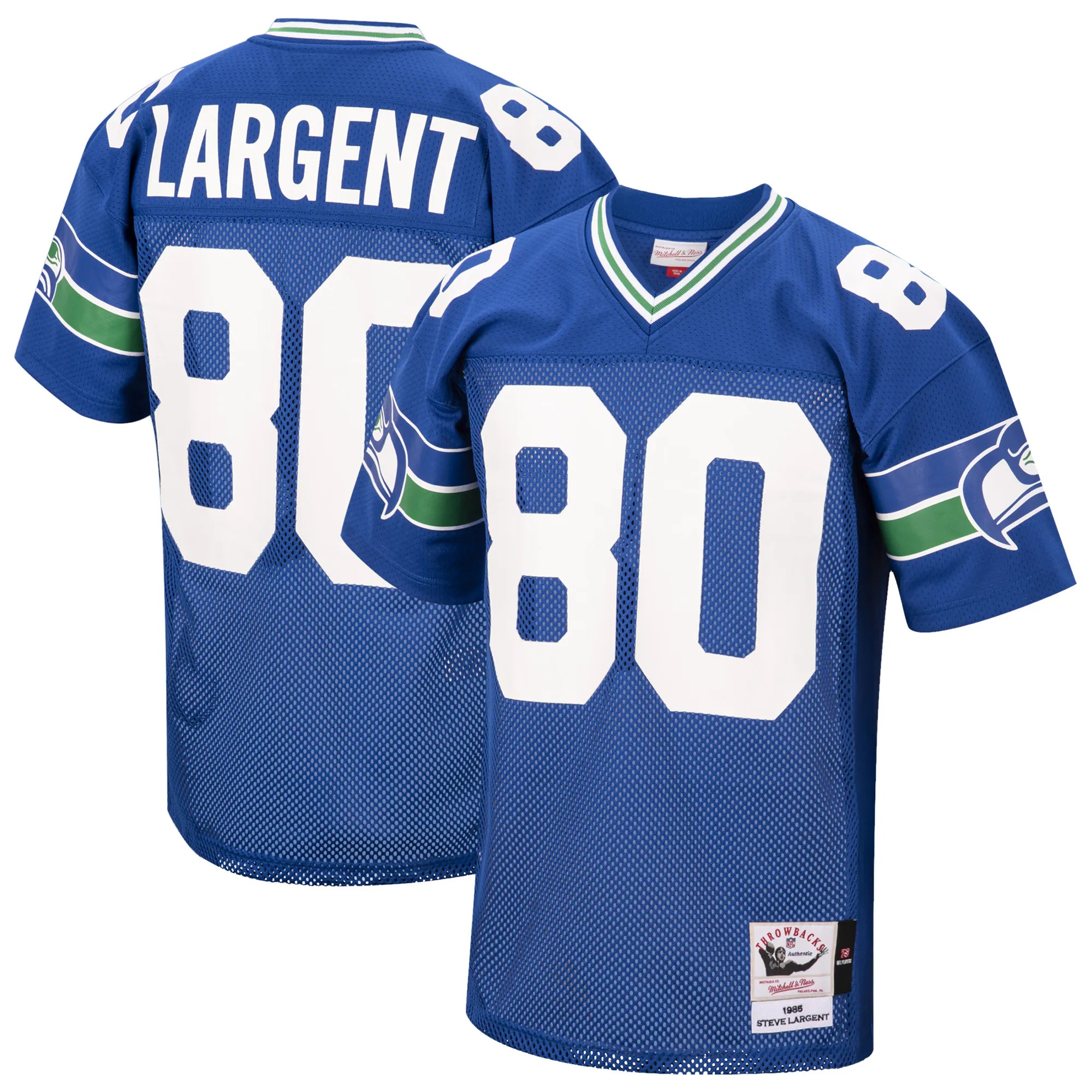 Hunk Wear - Steve Largent Seattle Seahawks 1985 Mitchell & Ness Authentic Throwback Retired Player Jersey - Royal