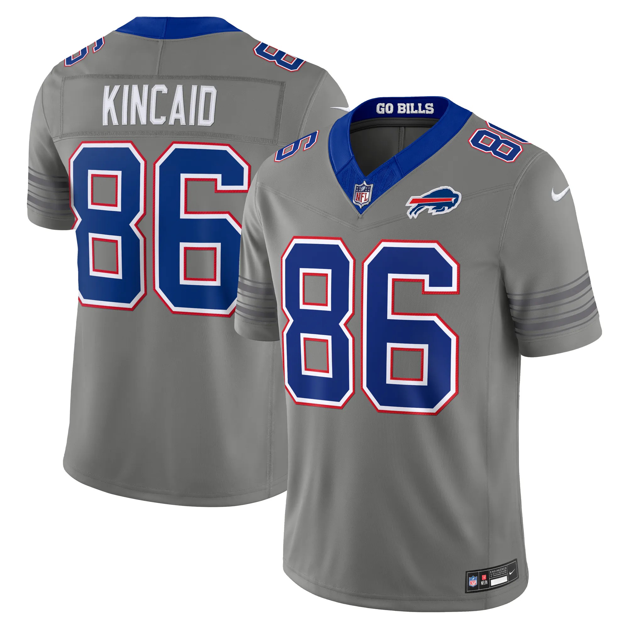 Hunk Wear - Dalton Kincaid Buffalo Bills Nike Nickel City Vapor F.U.S.E. Stitched Limited Jersey - Gray