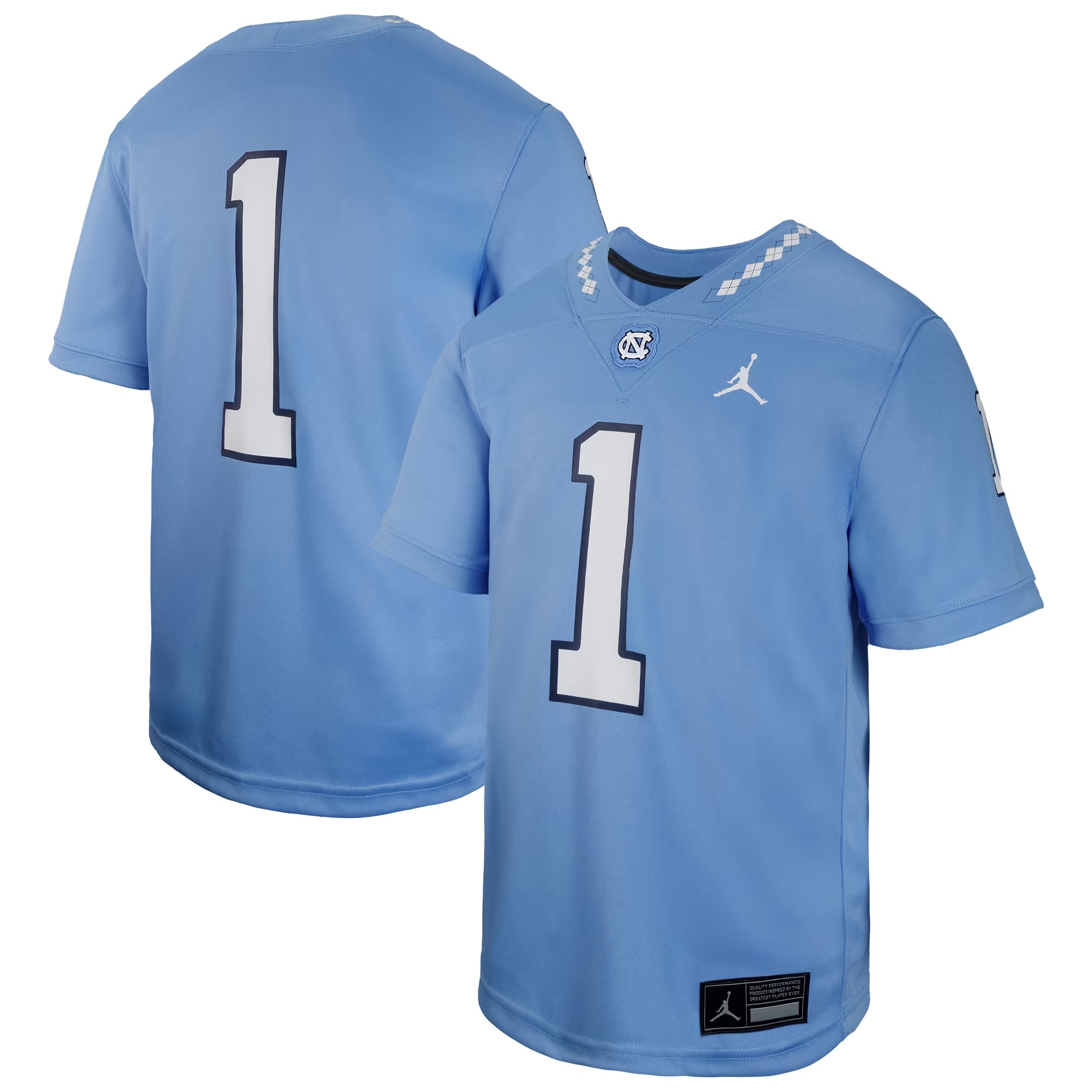 Hunk Wear - #1 North Carolina Tar Heels Jordan Brand Toddler Untouchable Replica Game Jersey - Light Blue