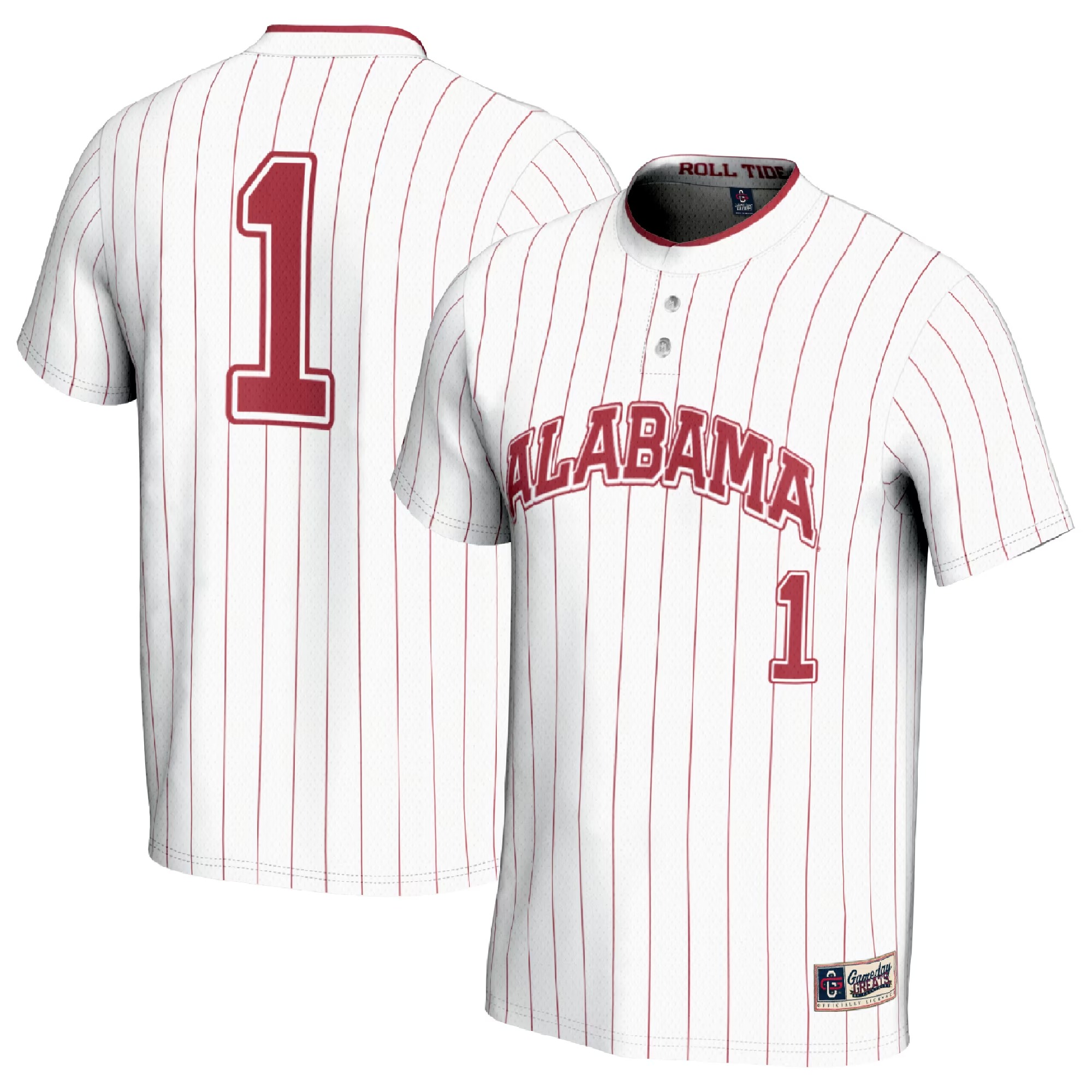 Hunk Wear - #1 Alabama Crimson Tide GameDay Greats Unisex Lightweight Softball Fashion Jersey - White
