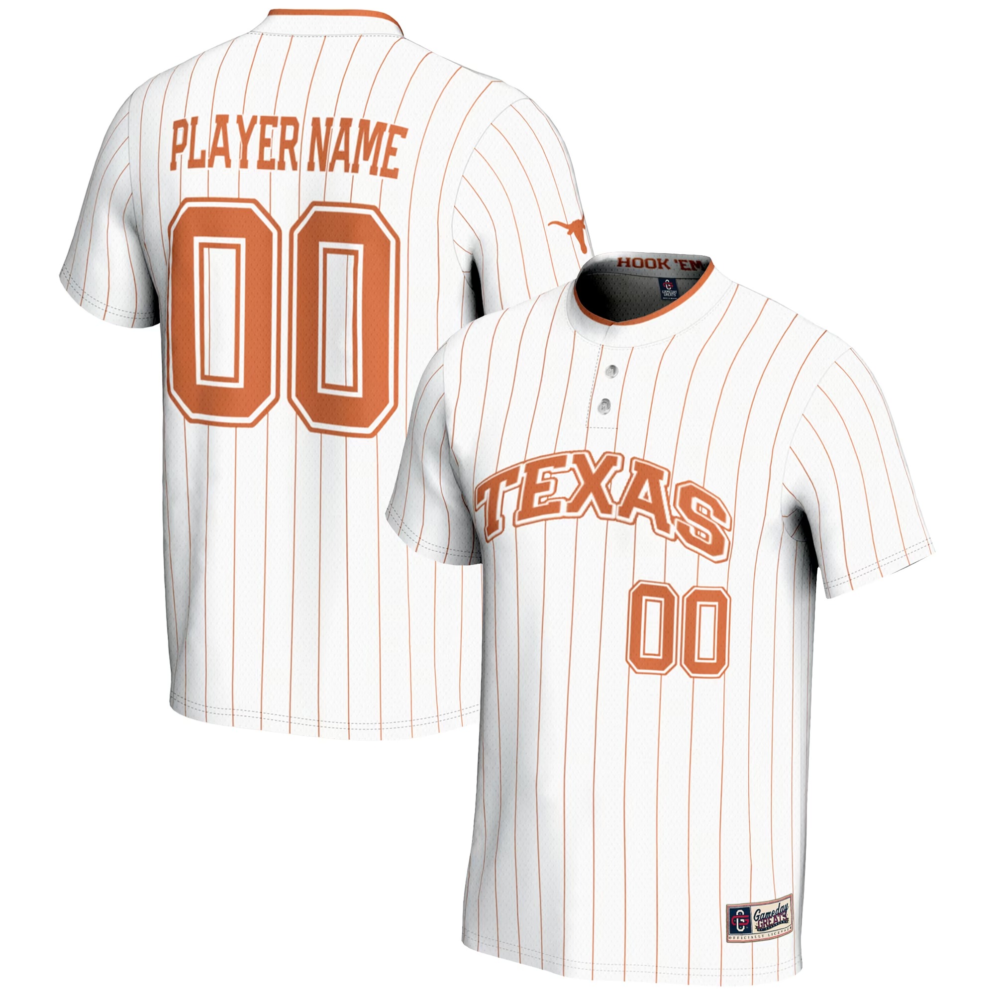 Hunk Wear - Texas Longhorns GameDay Greats Unisex NIL Pick-A-Player Lightweight Softball Jersey - White