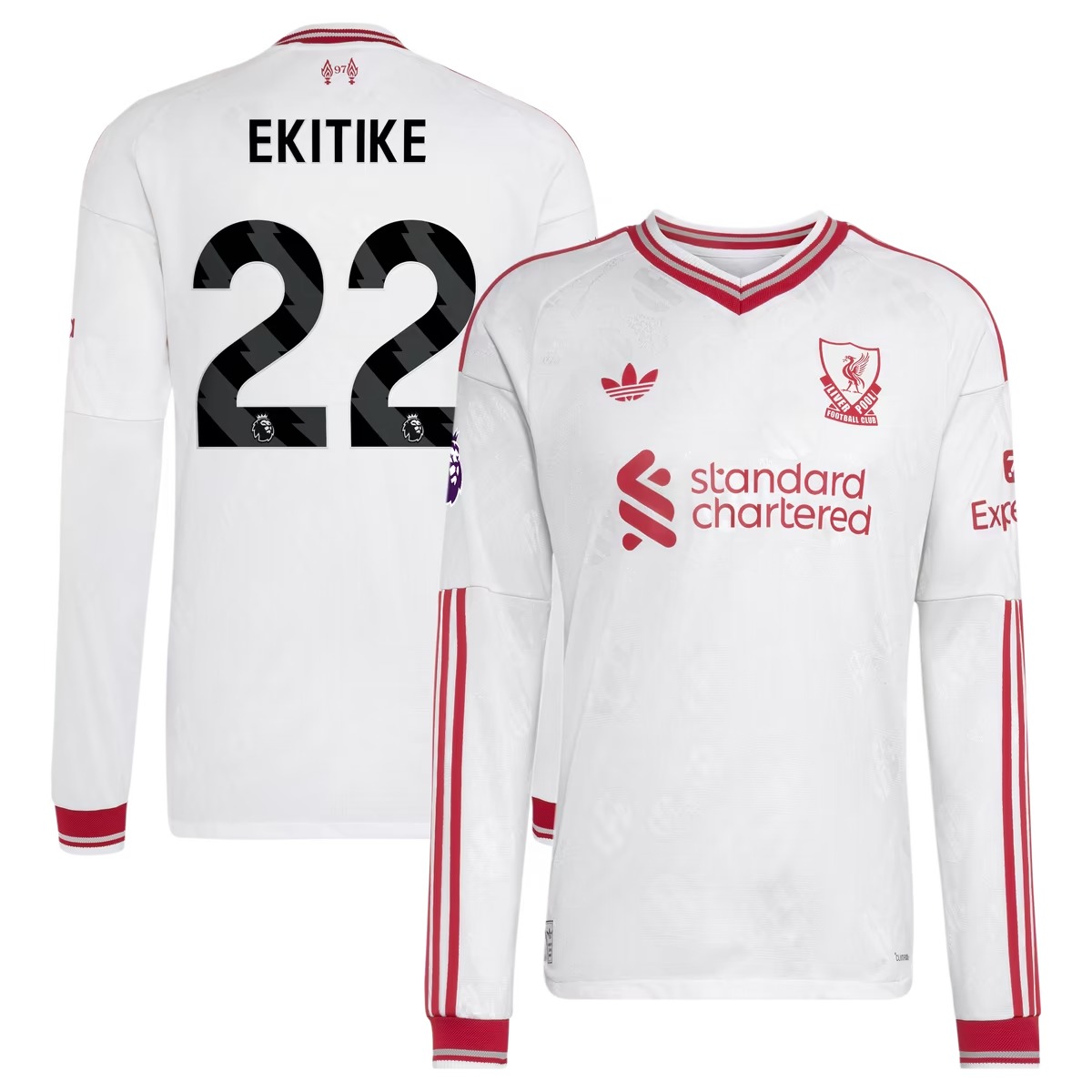Hunk Wear - Hugo Ekitike Liverpool adidas 2026_27 Away On-Field Authentic Long Sleeve Jersey - White