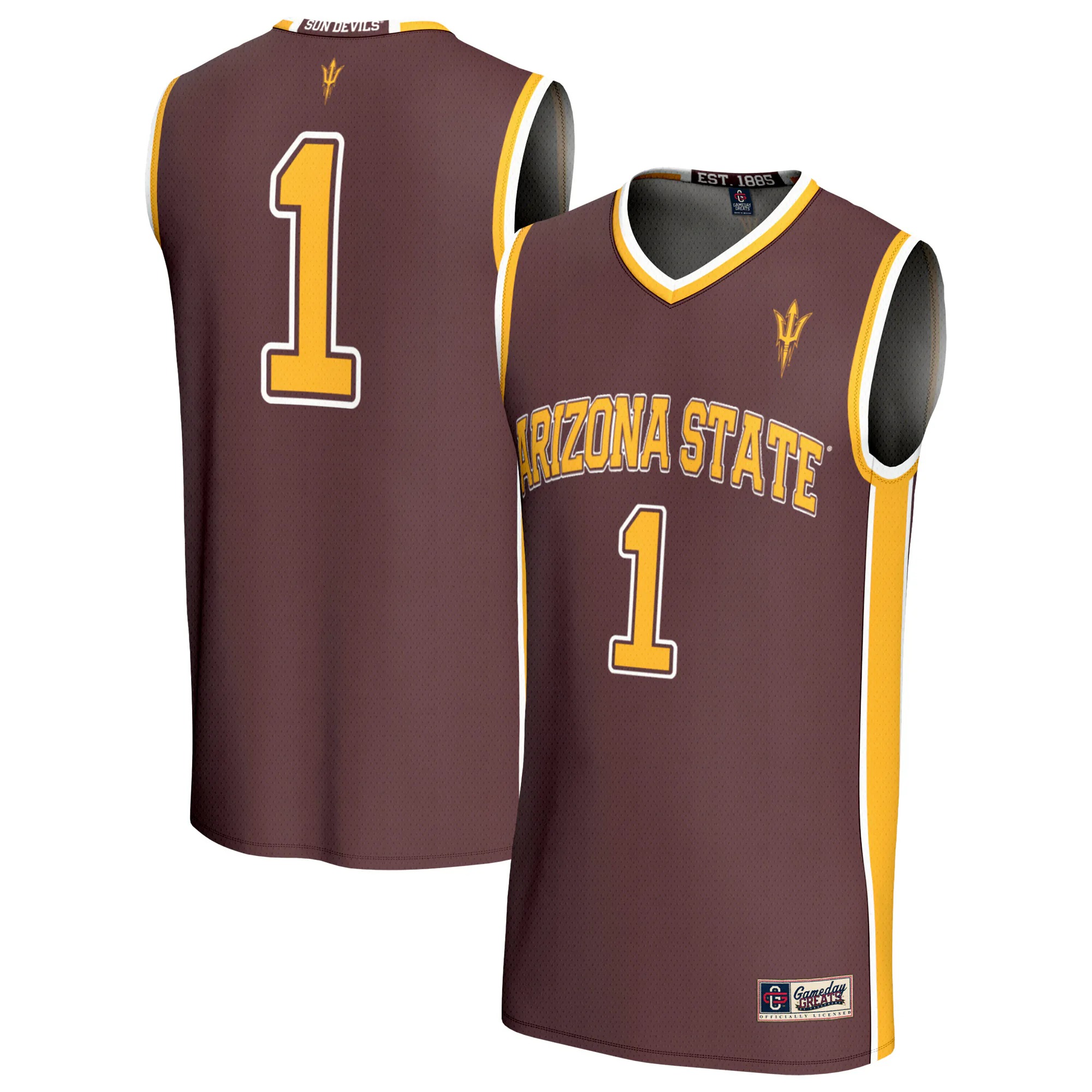Hunk Wear - #1 Arizona State Sun Devils GameDay Greats Youth Lightweight Collegiate Basketball Fashion Jersey - Maroon