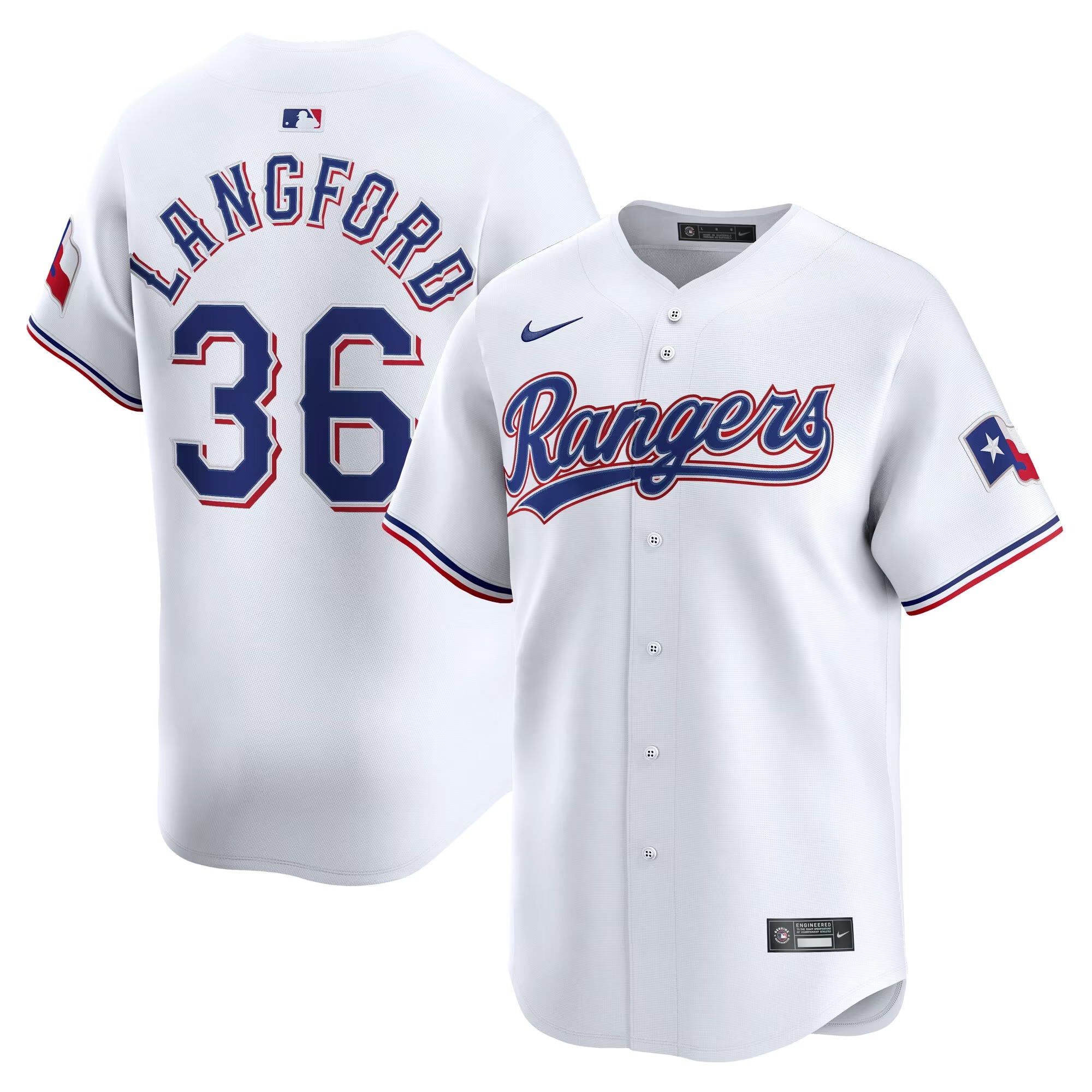Hunk Wear - Wyatt Langford Texas Rangers Nike Home Limited Player Jersey - White