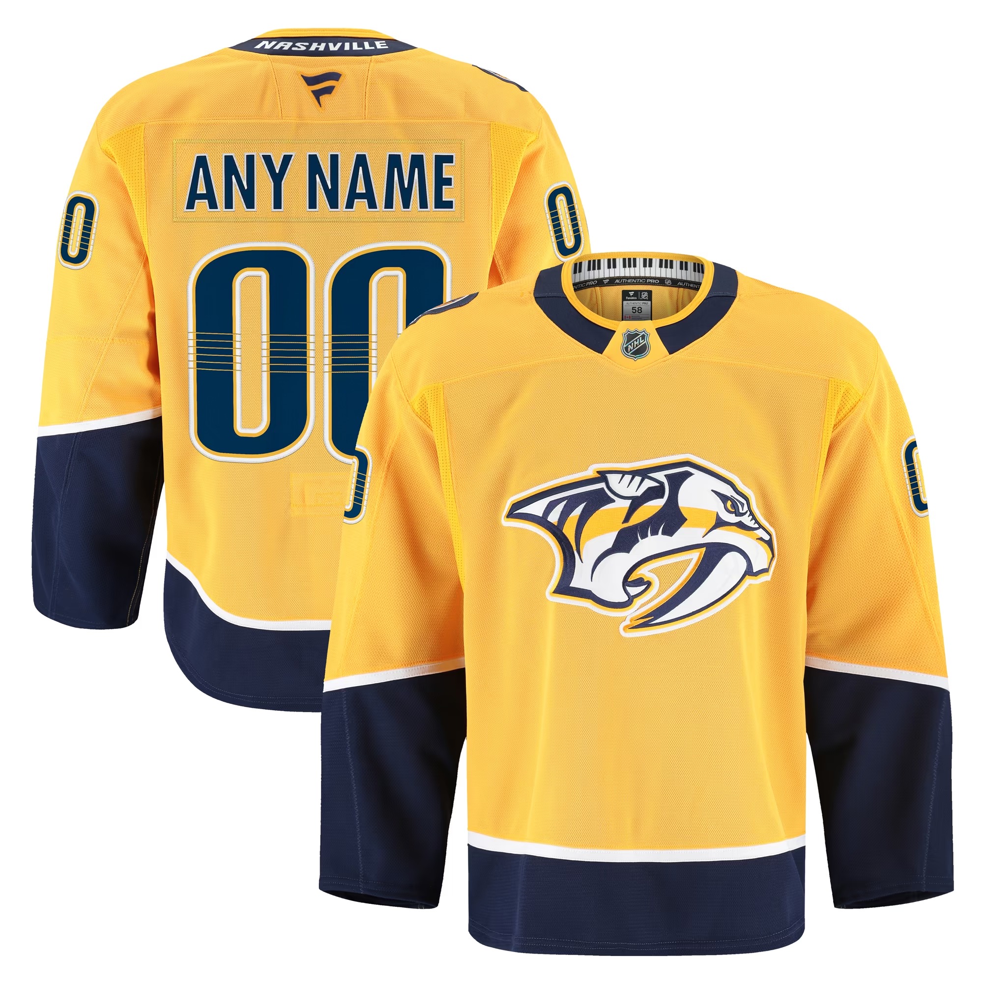Hunk Wear - Nashville Predators Fanatics Home Authentic Pro Custom Jersey - Gold
