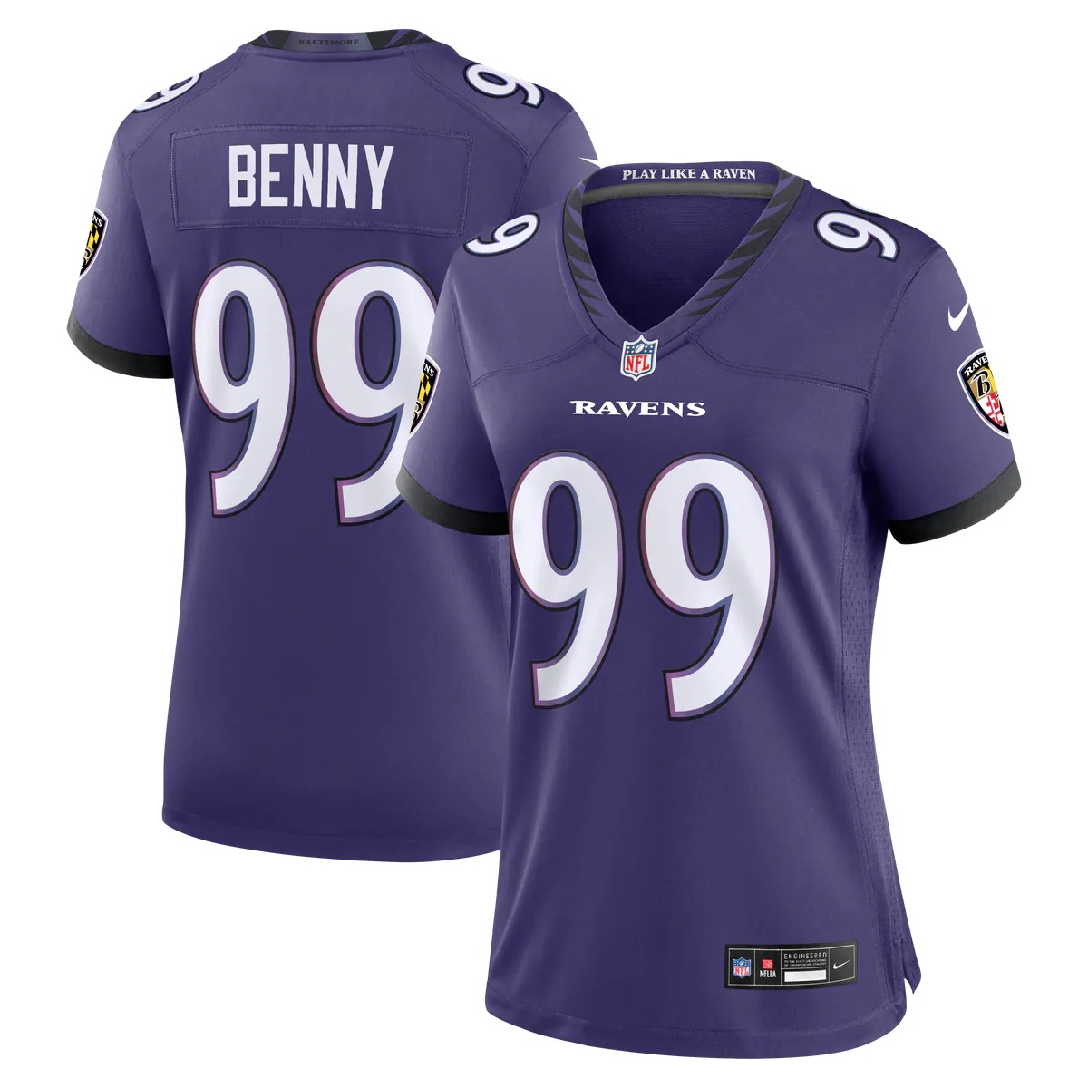 Hunk Wear - Rayshaun Benny Baltimore Ravens Nike Women's Team Game Jersey - Purple