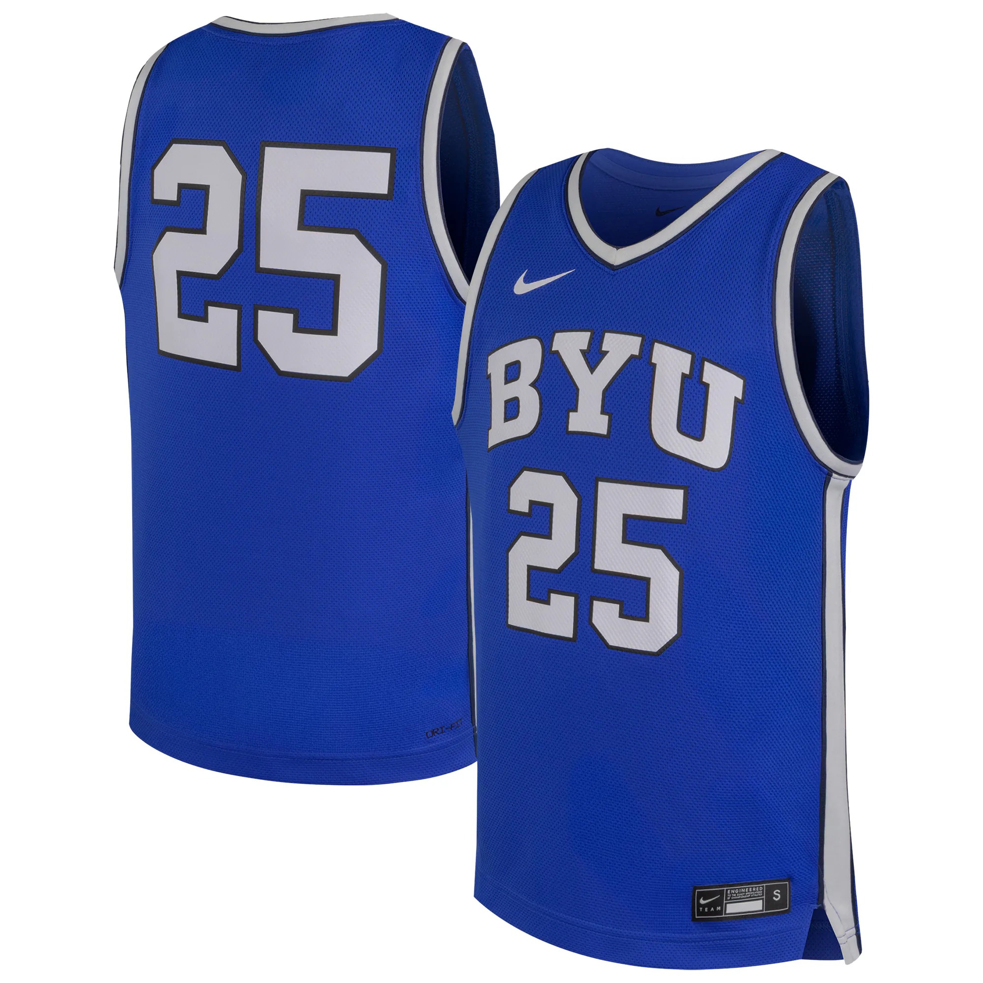 Hunk Wear - #25 BYU Cougars Nike Youth Replica Basketball Jersey - Royal