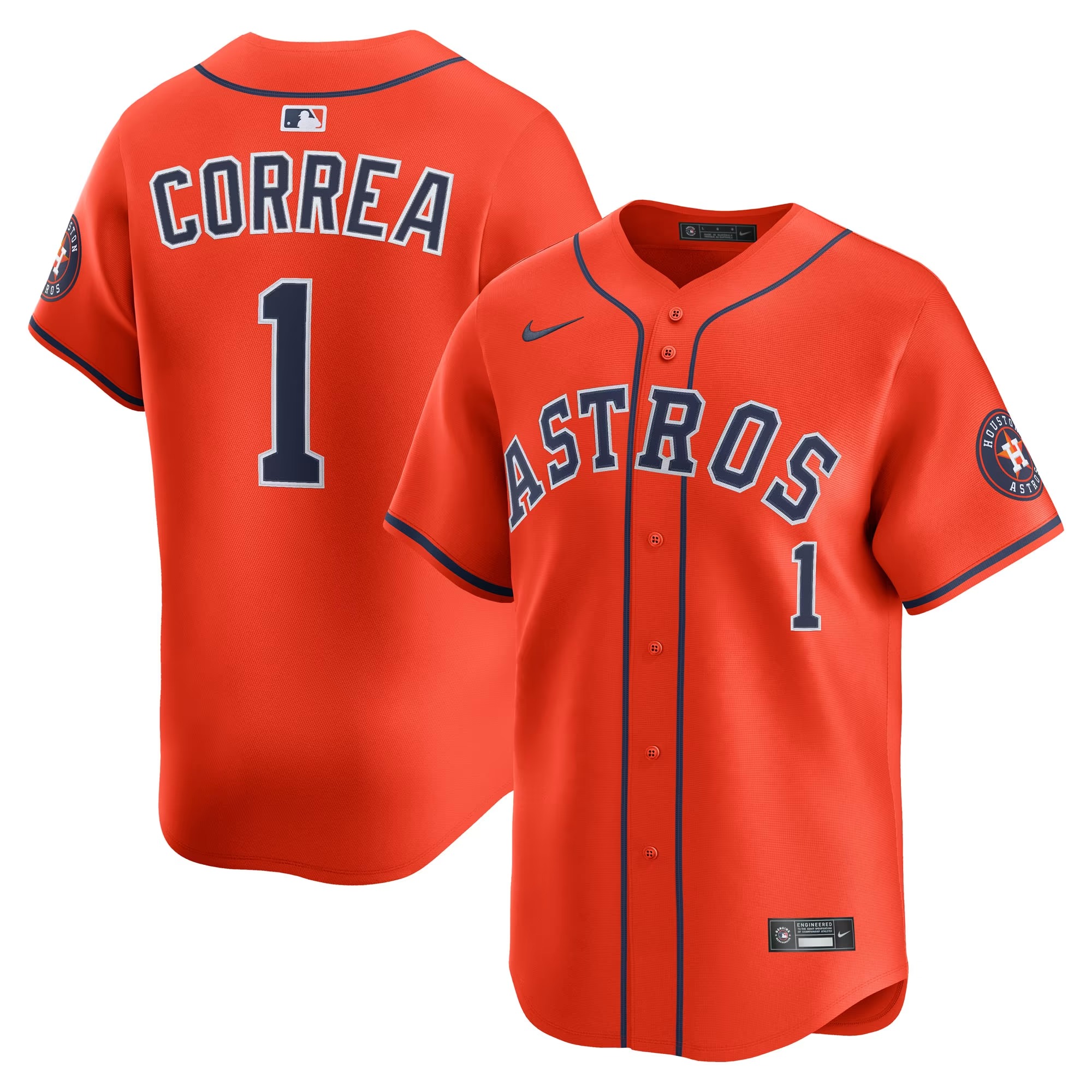 Hunk Wear - Carlos Correa Houston Astros Nike Alternate Limited Player Jersey - Orange