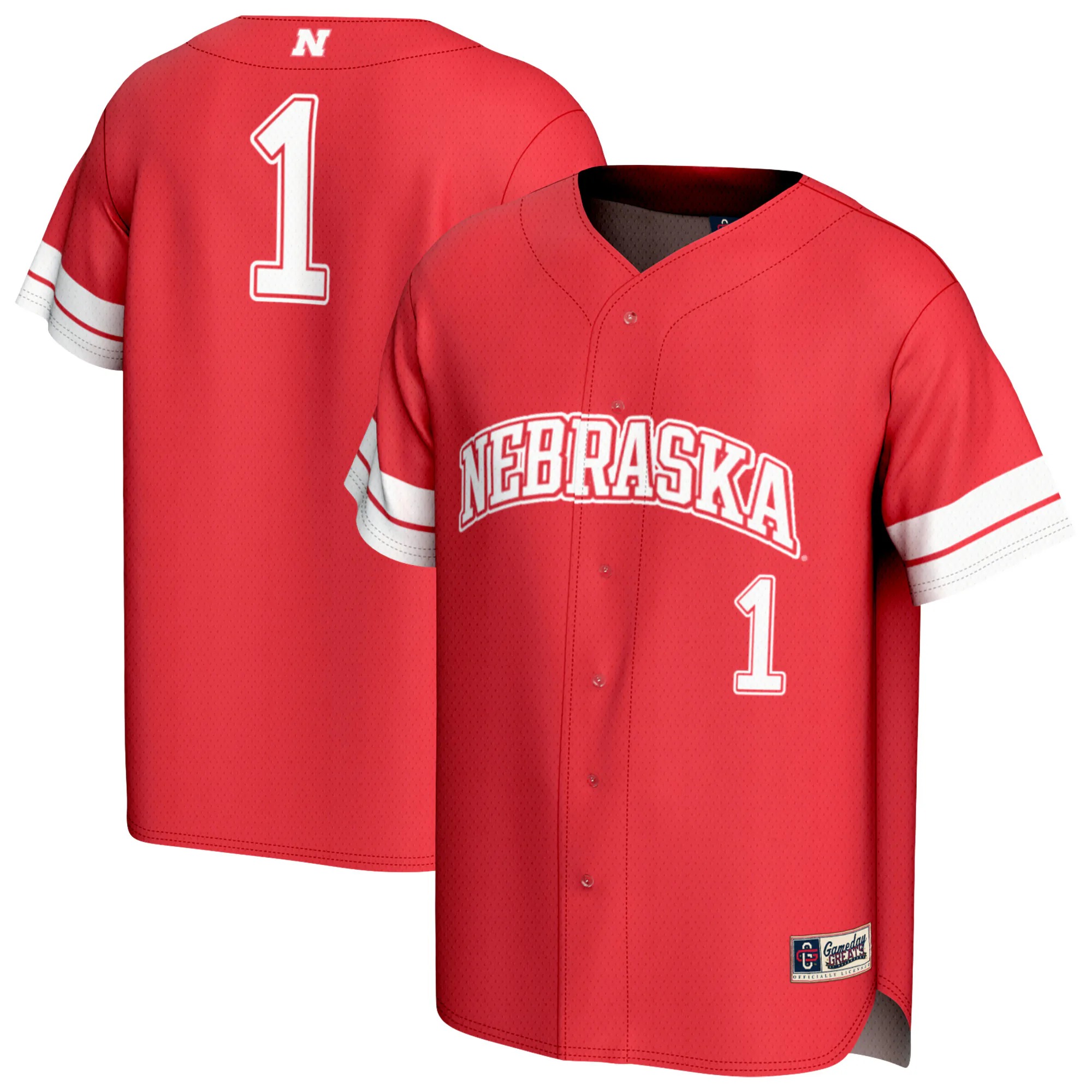 Hunk Wear - #1 Nebraska Huskers GameDay Greats Youth Lightweight Collegiate Baseball Fashion Jersey - Scarlet