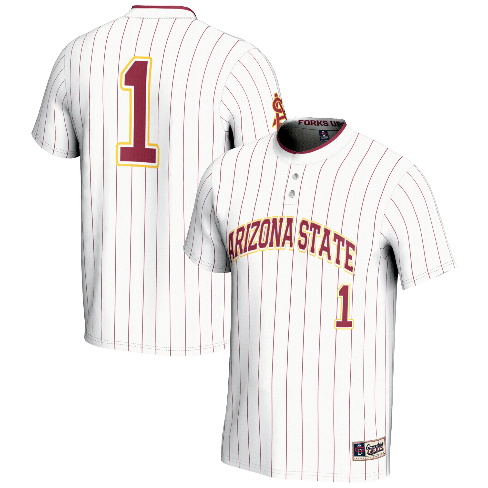 Hunk Wear - #1 Arizona State Sun Devils GameDay Greats Youth Lightweight Softball Jersey - White
