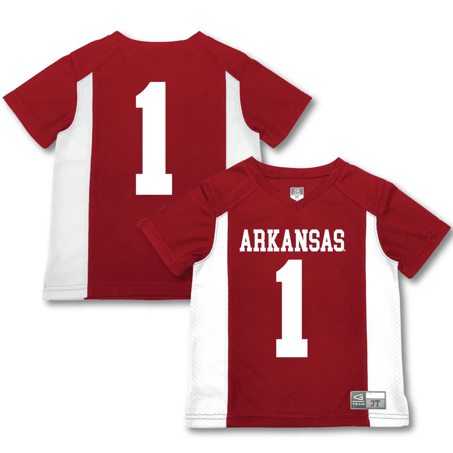 Hunk Wear - #1 Arkansas Razorbacks Garb Toddler Football Jersey - Cardinal
