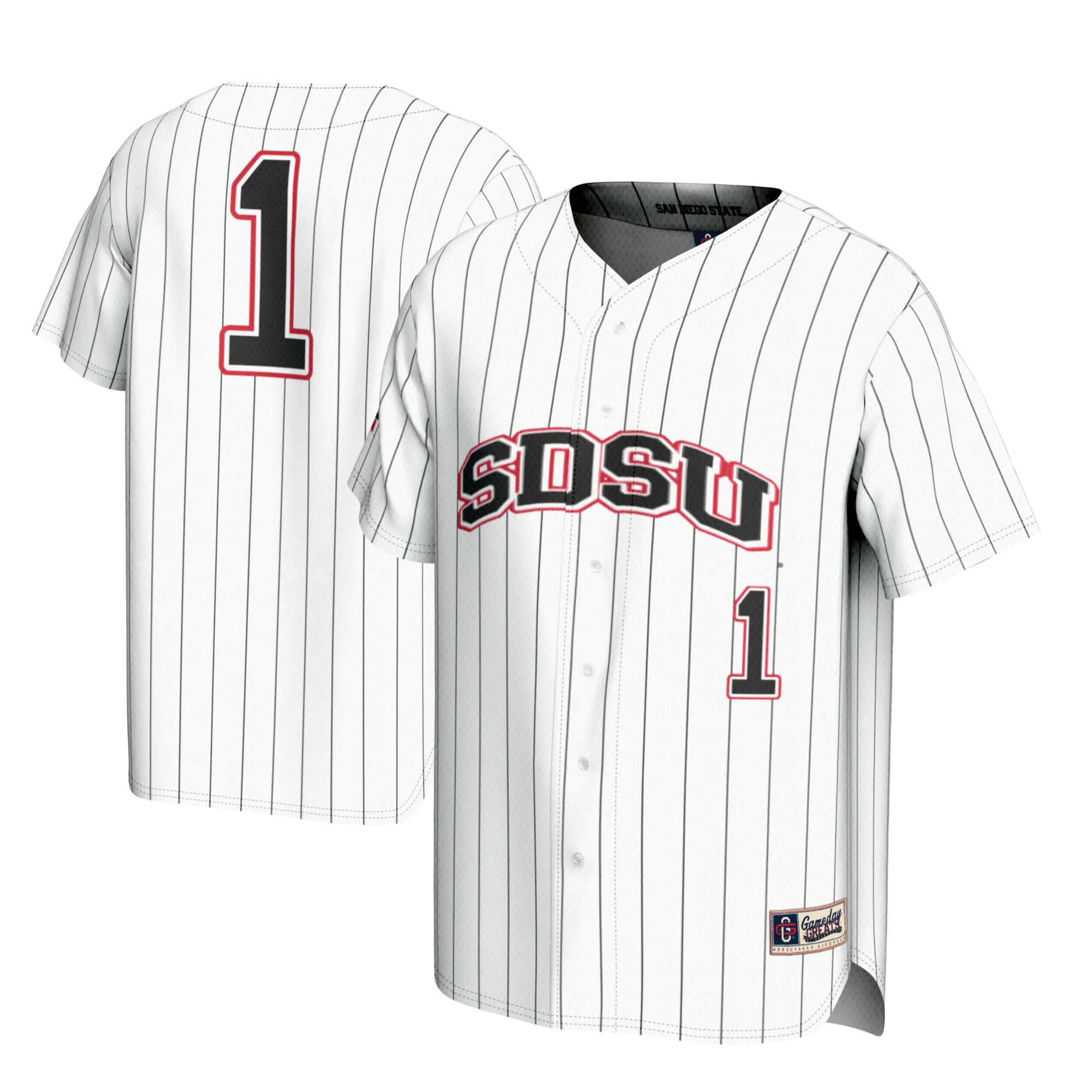 Hunk Wear - #1 San Diego State Aztecs GameDay Greats Lightweight Baseball Fashion Jersey - White