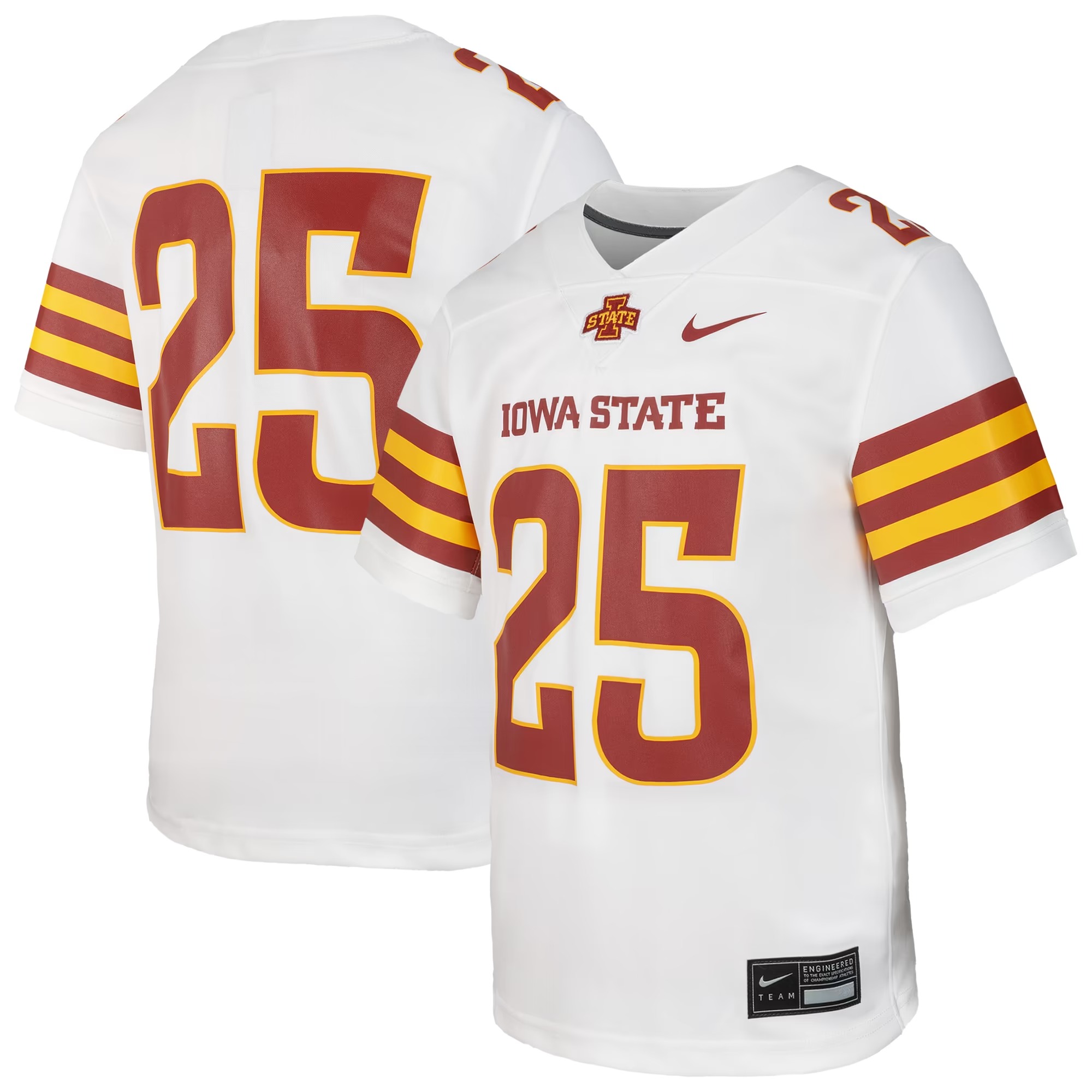 Hunk Wear - #25 Iowa State Cyclones Nike Youth Untouchable Replica Game Jersey - White