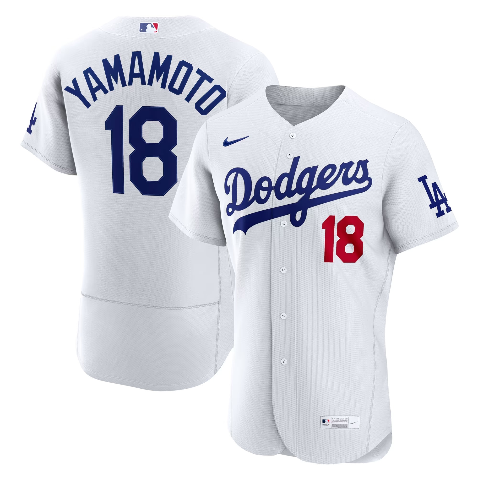 Hunk Wear - Yoshinobu Yamamoto Los Angeles Dodgers Nike Home Authentic Jersey - White