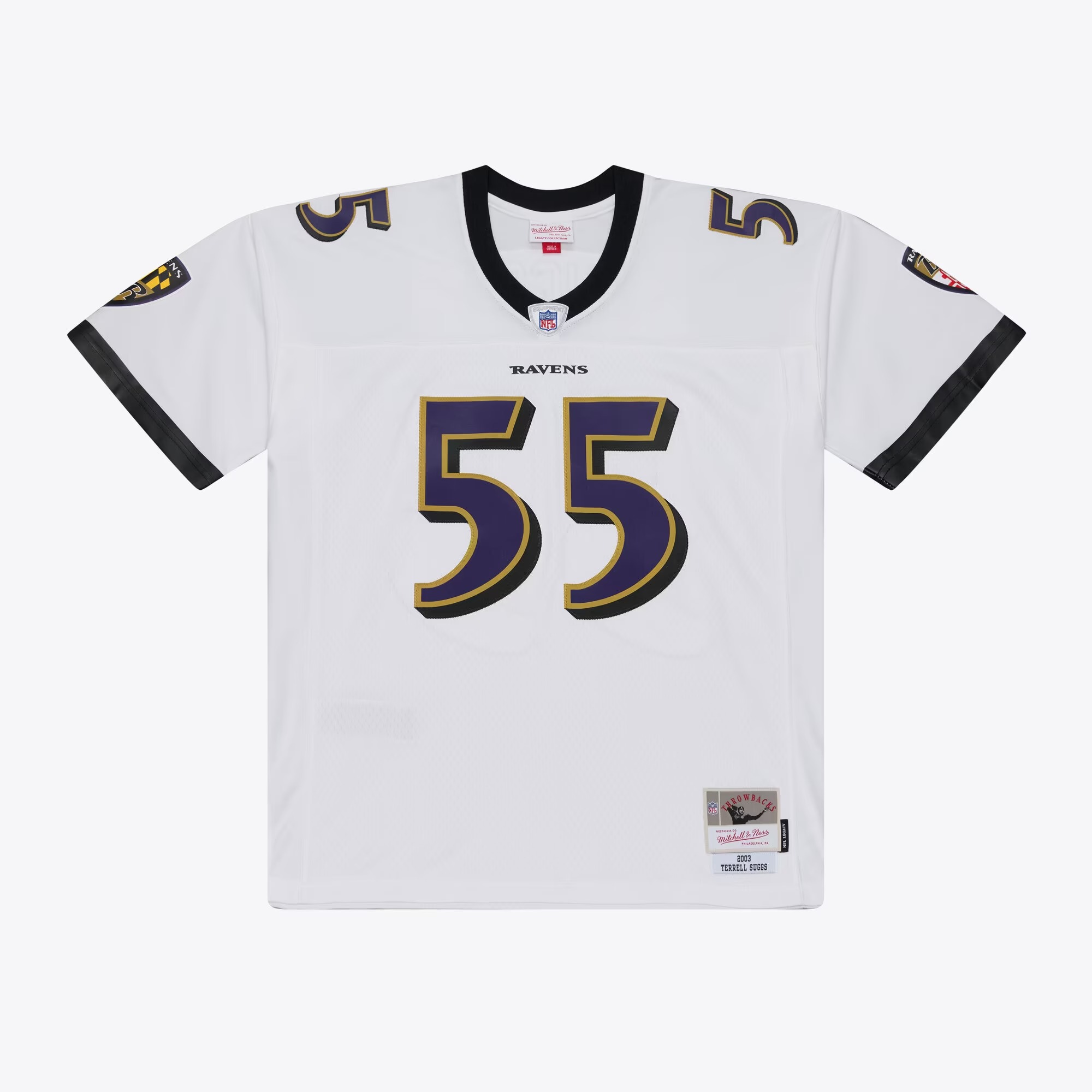 Hunk Wear - Terrell Suggs Baltimore Ravens Mitchell & Ness 2003 Legacy Replica Player Jersey - White