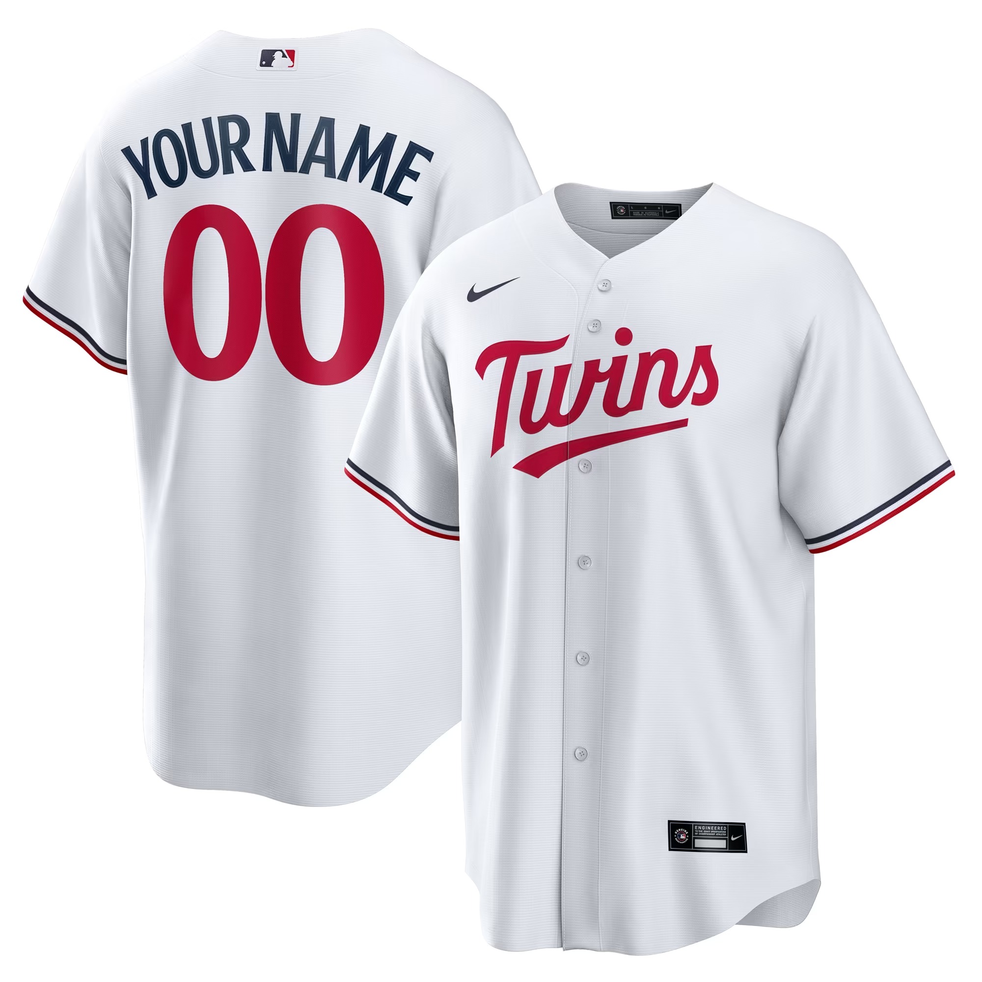 Hunk Wear - Minnesota Twins Nike Home Replica Custom Jersey - White
