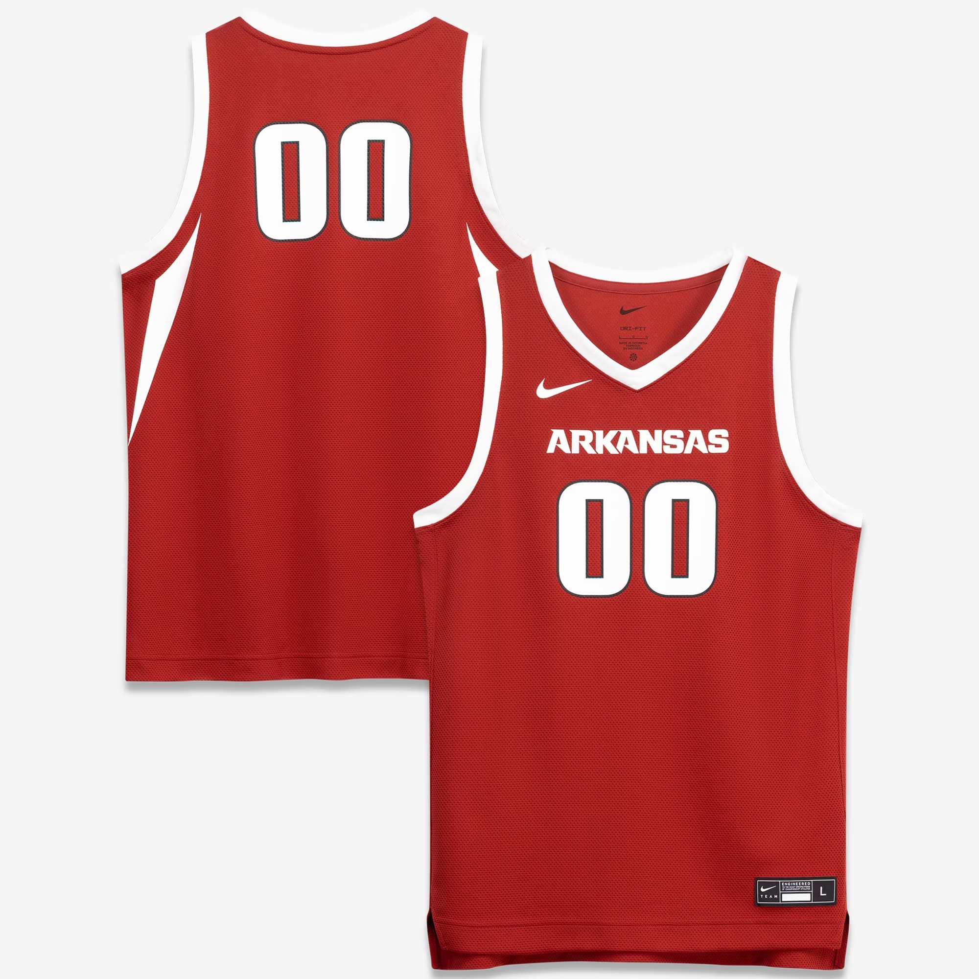 Hunk Wear - #00 Arkansas Razorbacks Nike Youth Replica Basketball Jersey - Crimson
