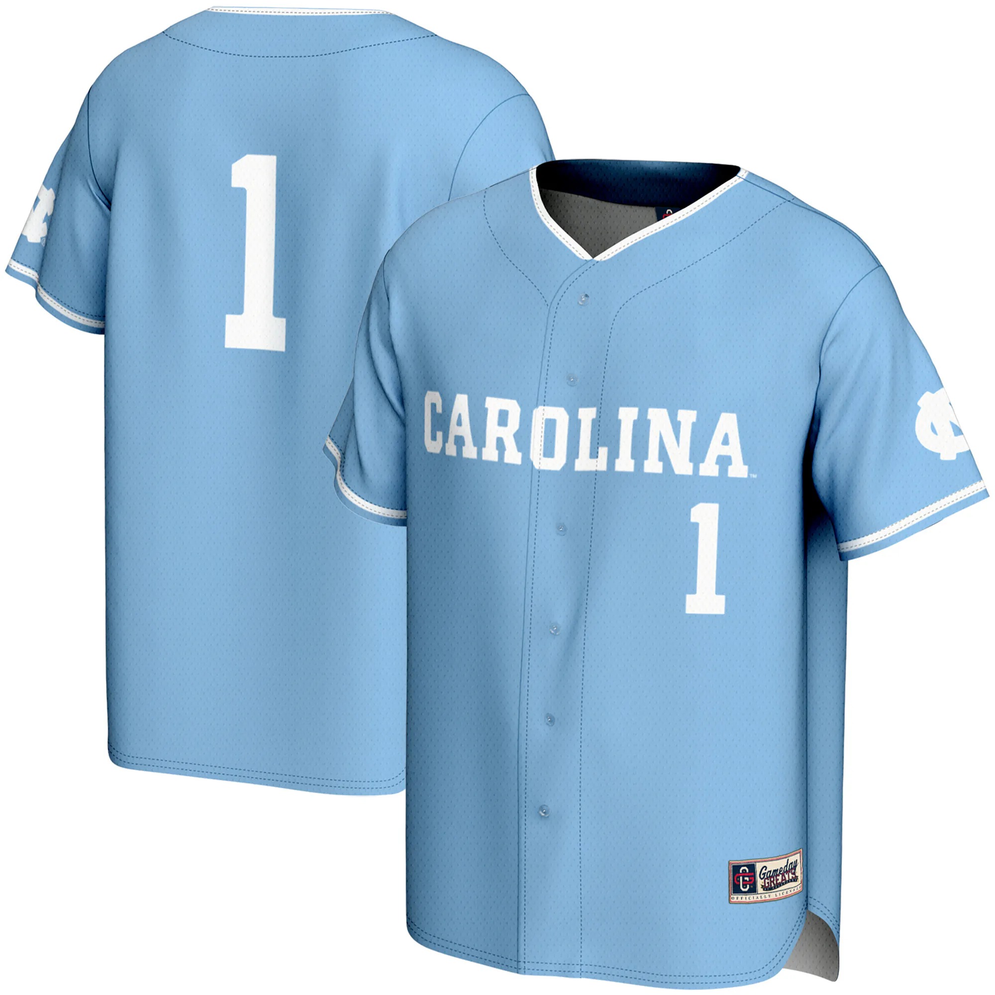 Hunk Wear - #1 North Carolina Tar Heels GameDay Greats Lightweight Baseball Jersey - Carolina Blue