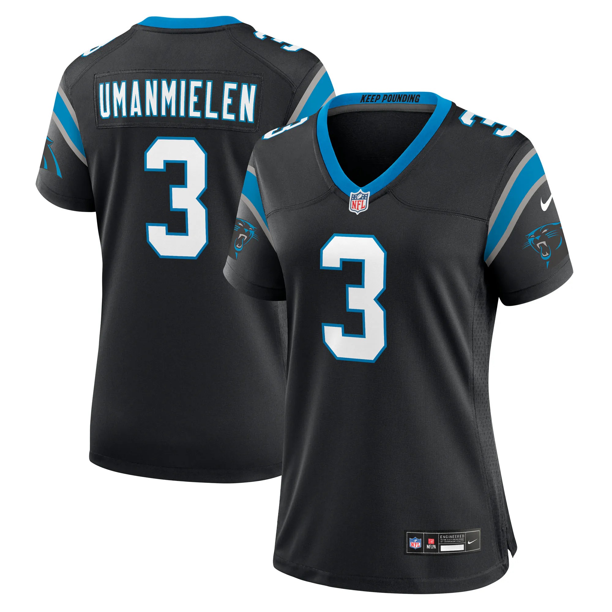 Hunk Wear - Princely Umanmielen Carolina Panthers Nike Women's Team Game Jersey - Black