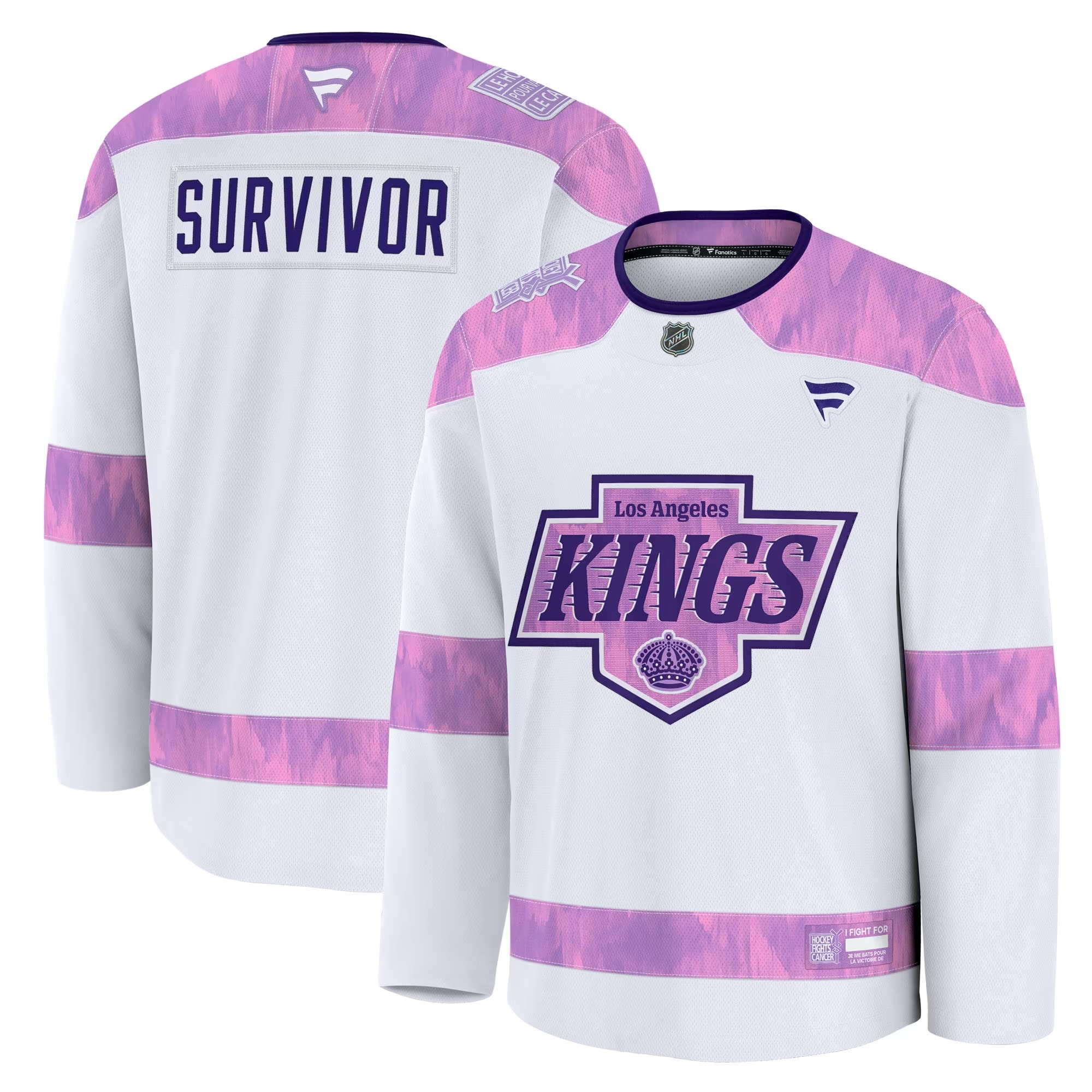 Hunk Wear - Los Angeles Kings Fanatics Hockey Fights Cancer Survivor Practice Jersey - White