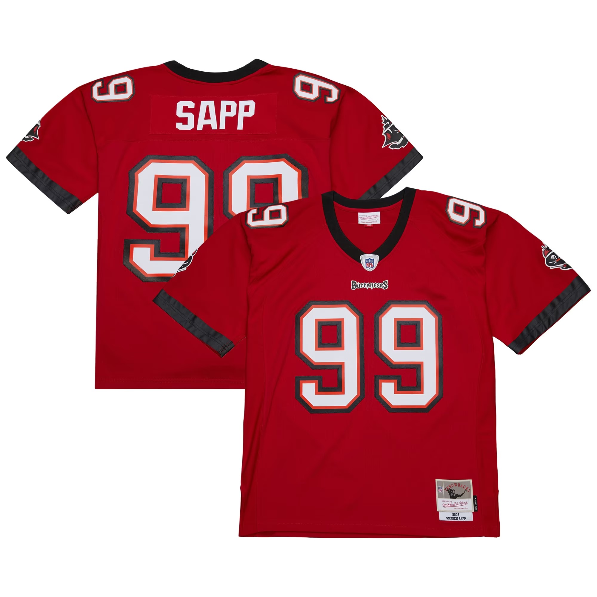 Hunk Wear - Warren Sapp Tampa Bay Buccaneers Mitchell & Ness 2002 Legacy Replica Jersey - Red