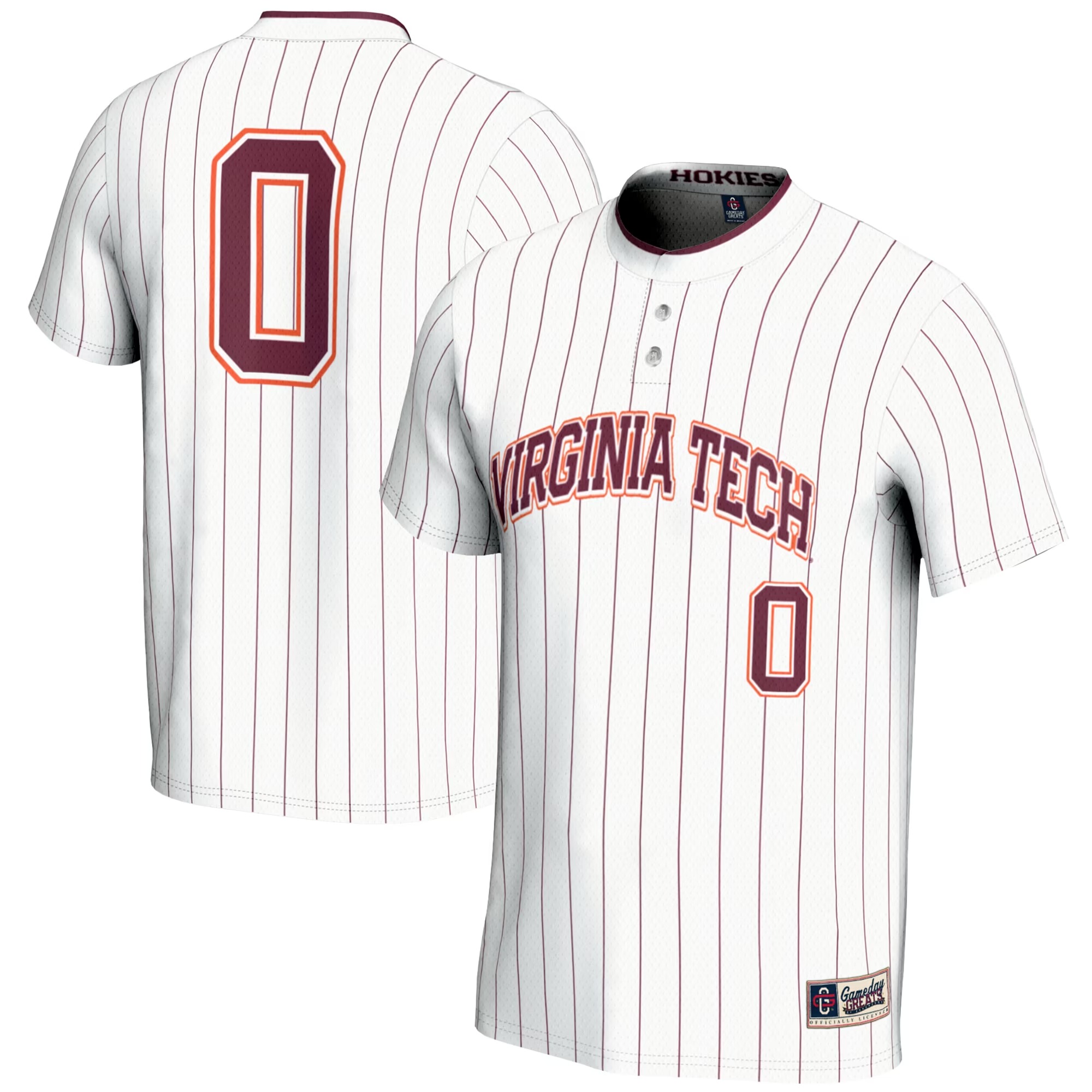 Hunk Wear - #0 Virginia Tech Hokies GameDay Greats Unisex Softball Fashion Jersey - White