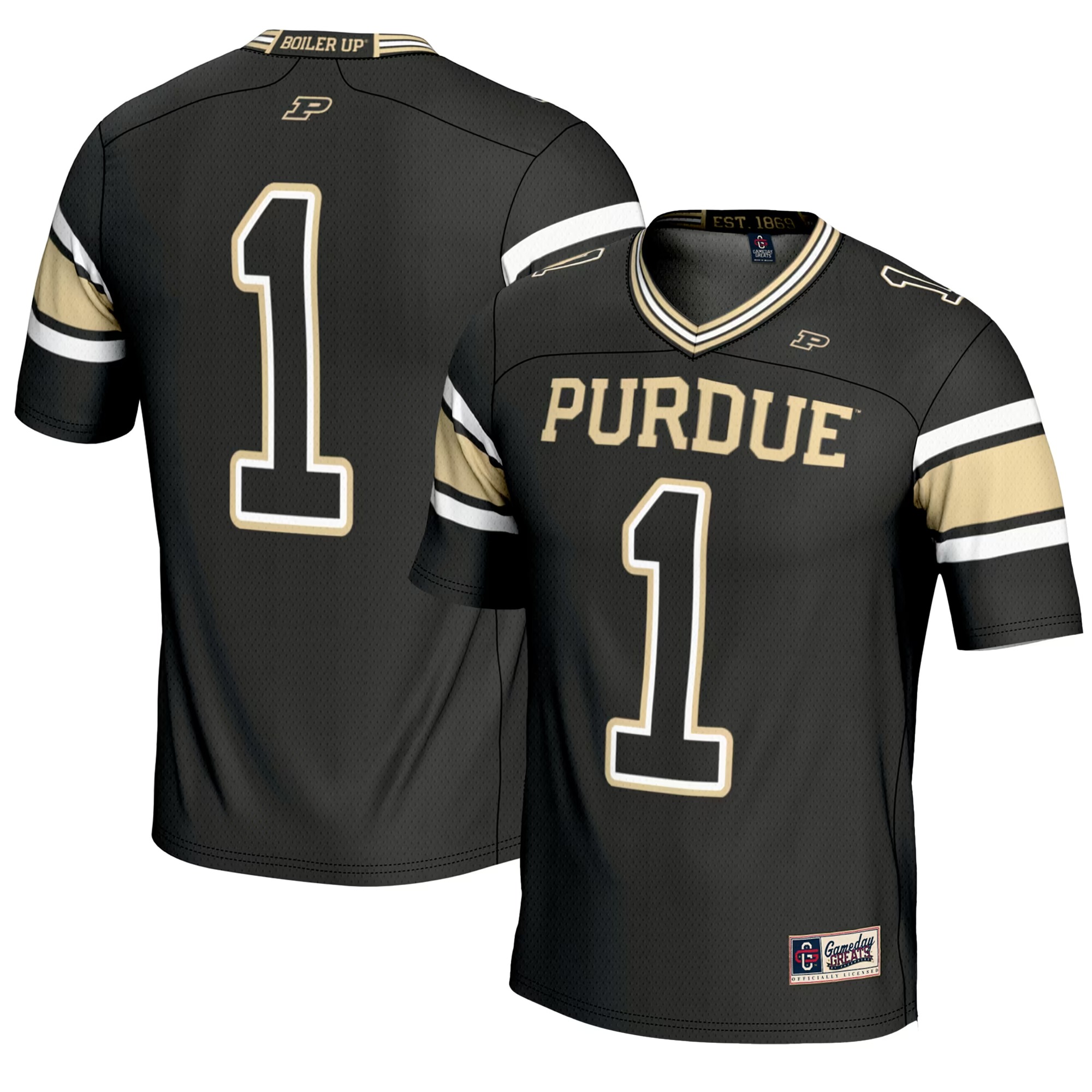 Hunk Wear - #1 Purdue Boilermakers GameDay Greats Youth Endzone Football Jersey - Black